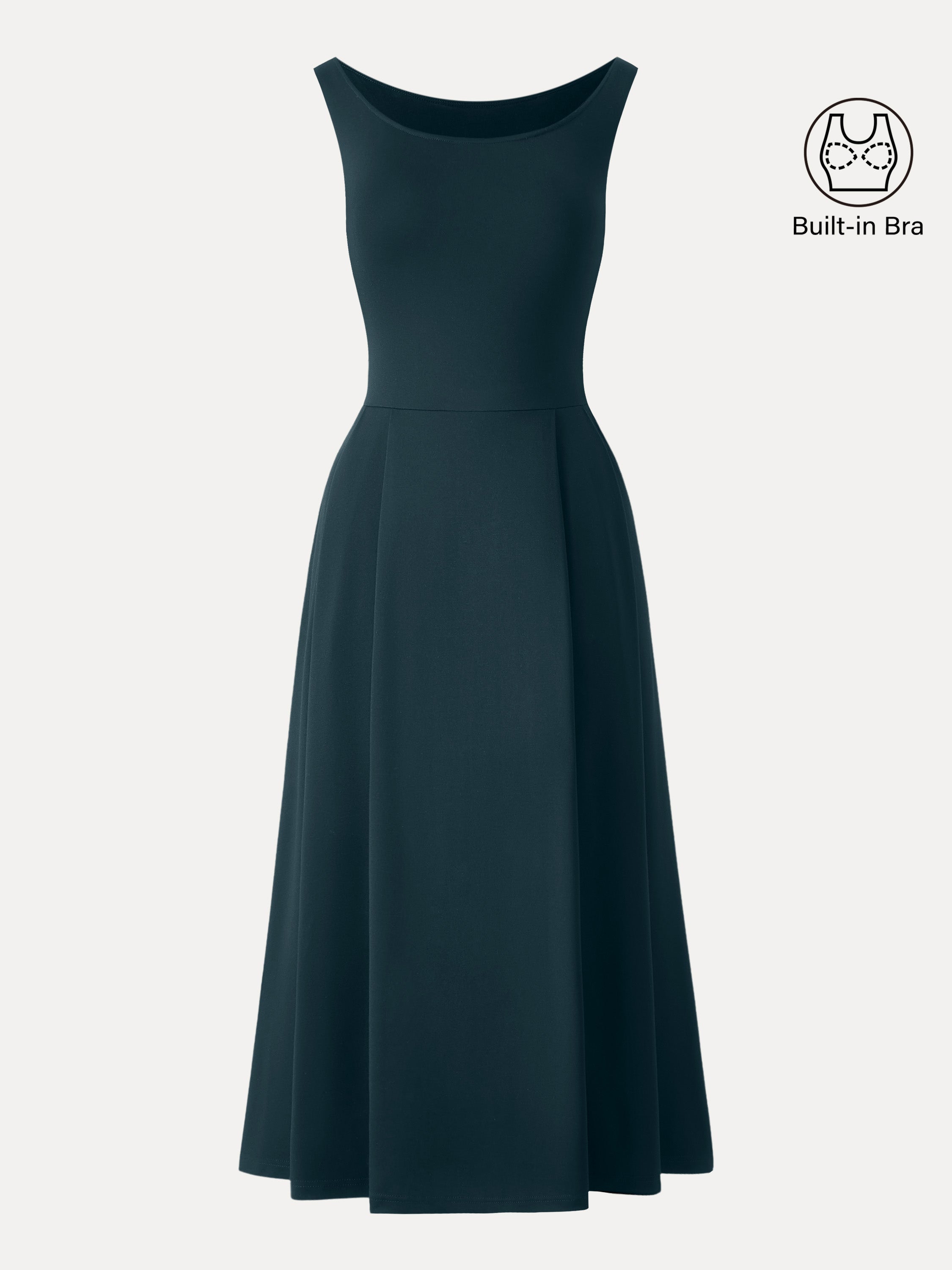 Balletic Scoop Neck Midi Bra Dress with Pockets