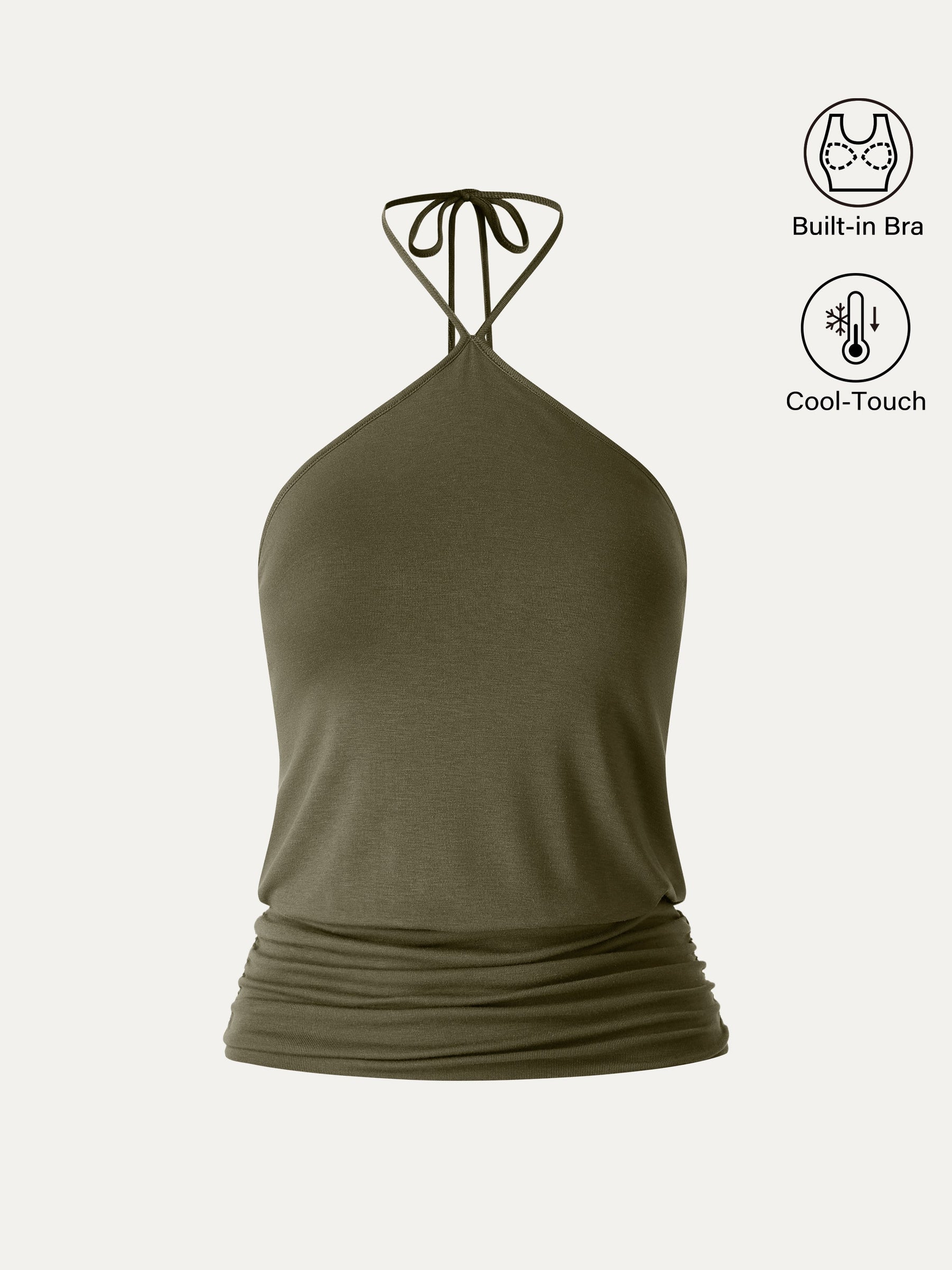 CoolTouch Halter Ruched Hem Bra Top