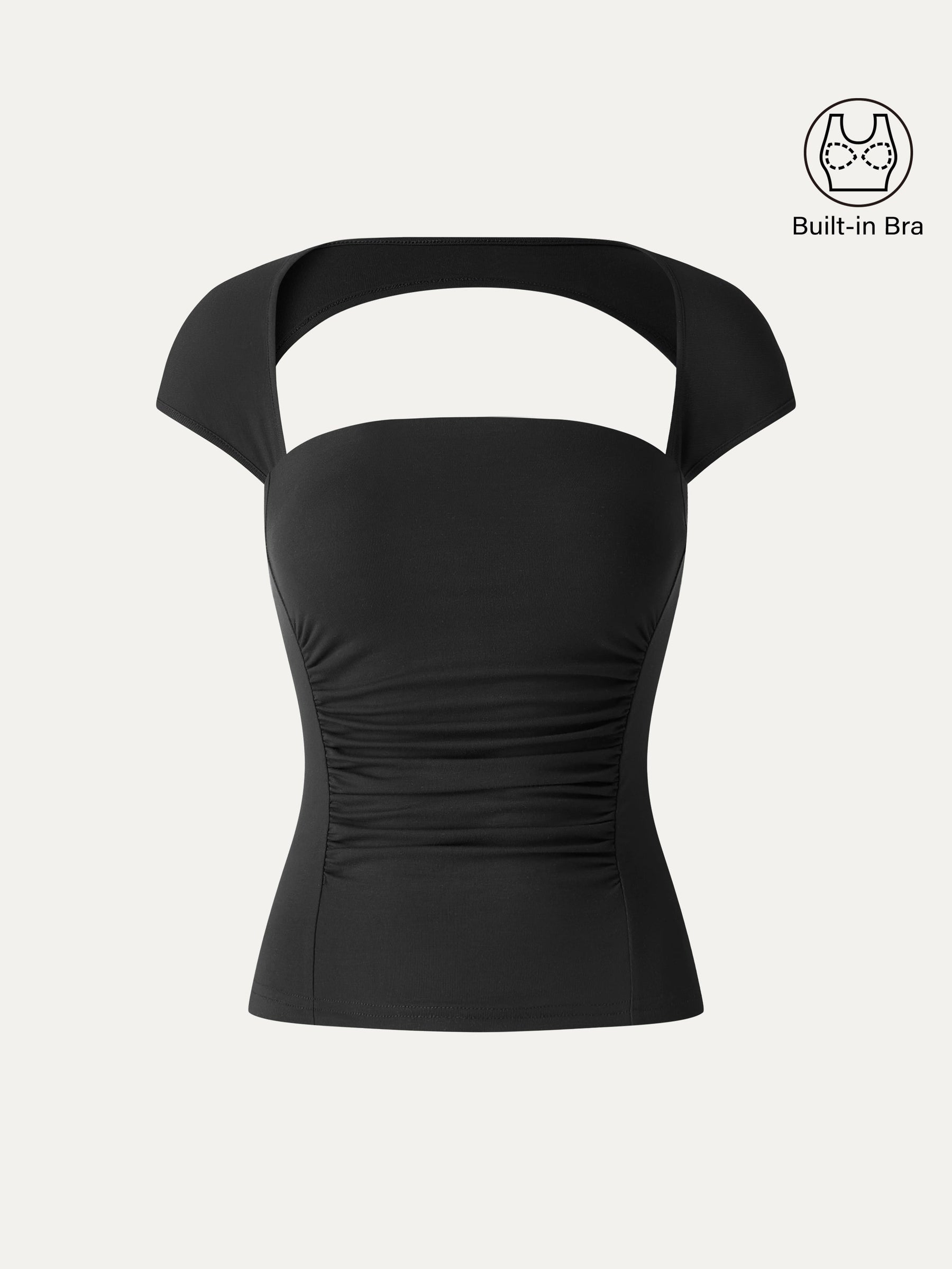 SkinKiss Square Neck Cutout Back Ruched Bra Top