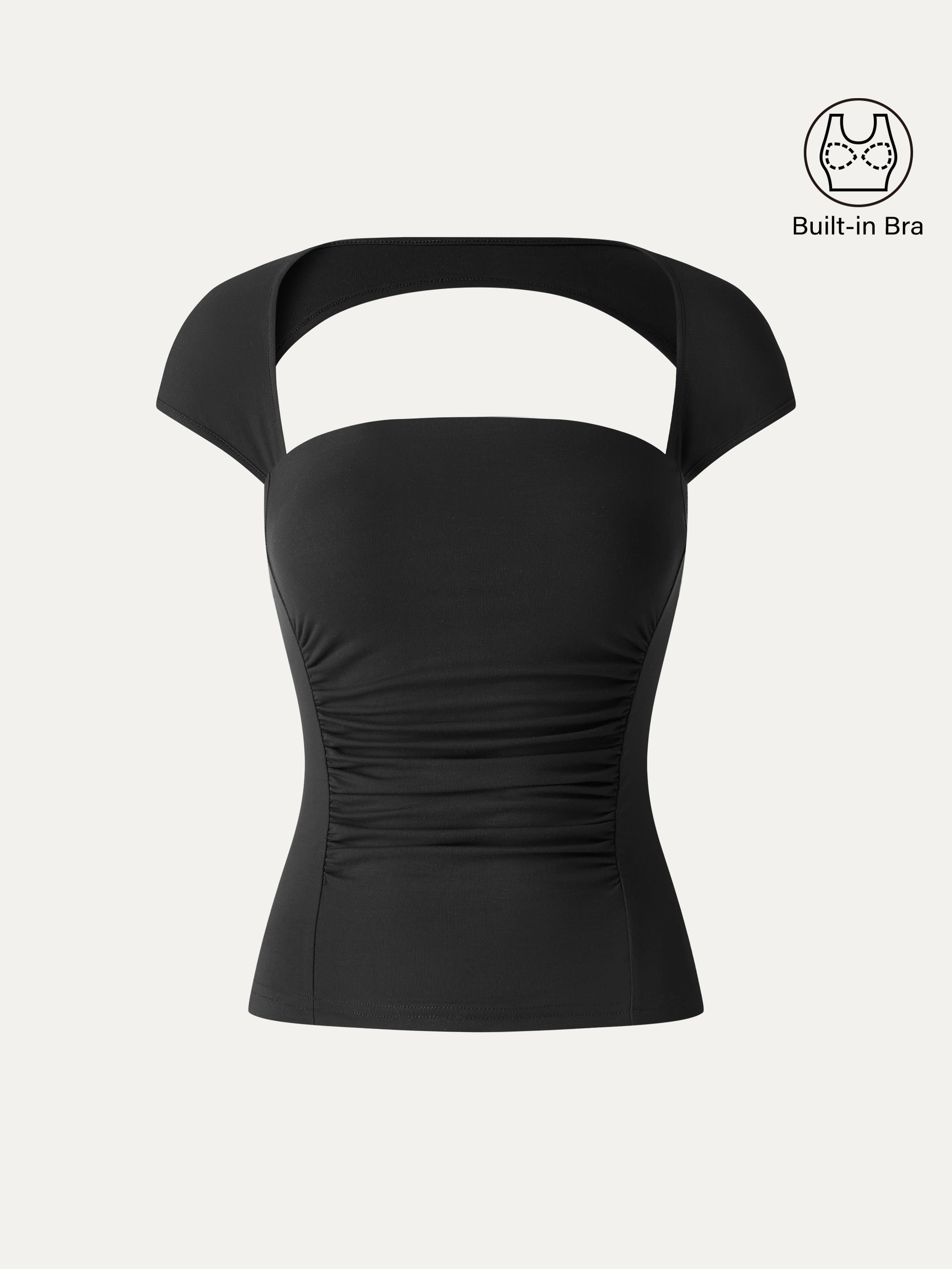 SkinKiss Square Neck Cutout Back Ruched Bra Top