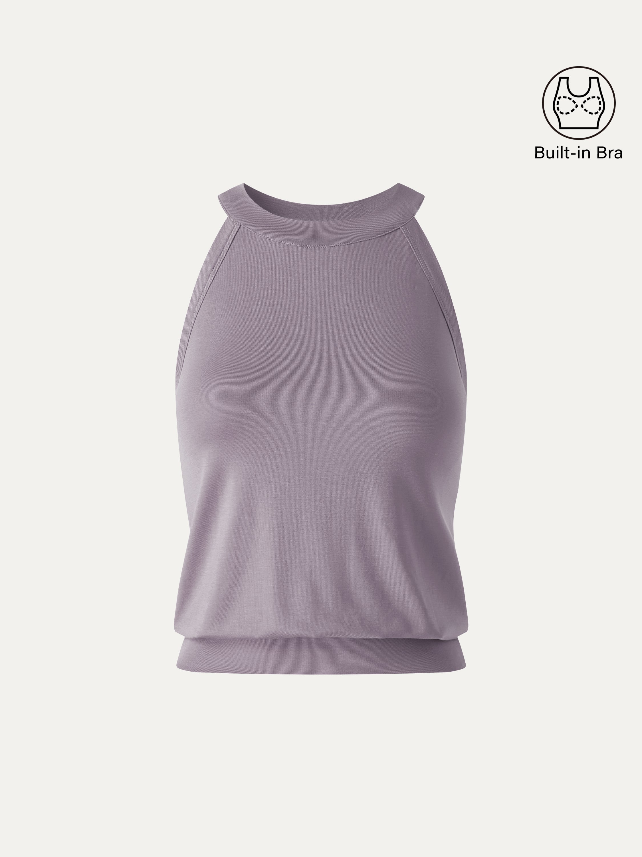 Halter Neck Banded Hem Bra Tank