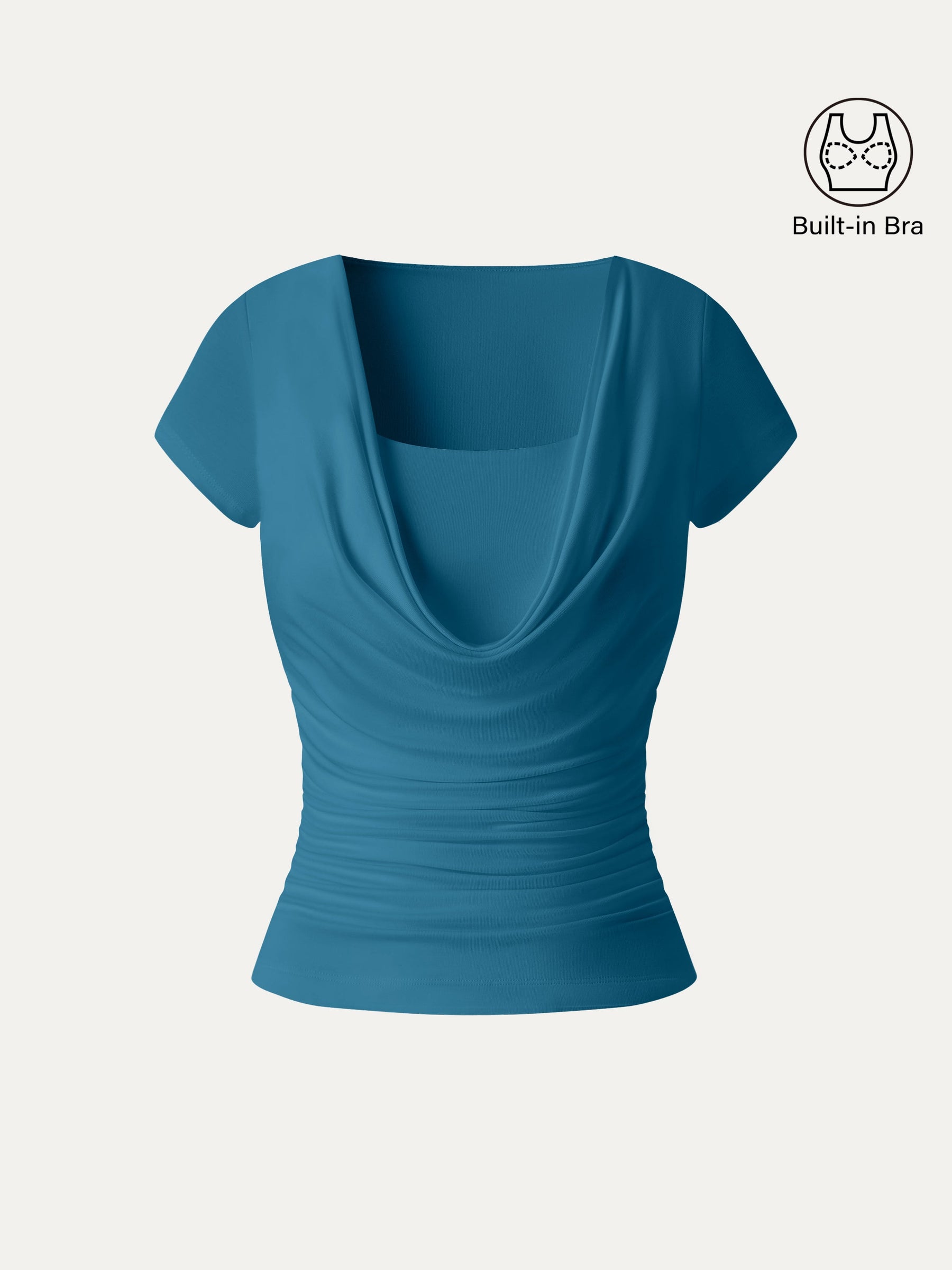 Smoothing Cowl Neck Ruched Bra Top