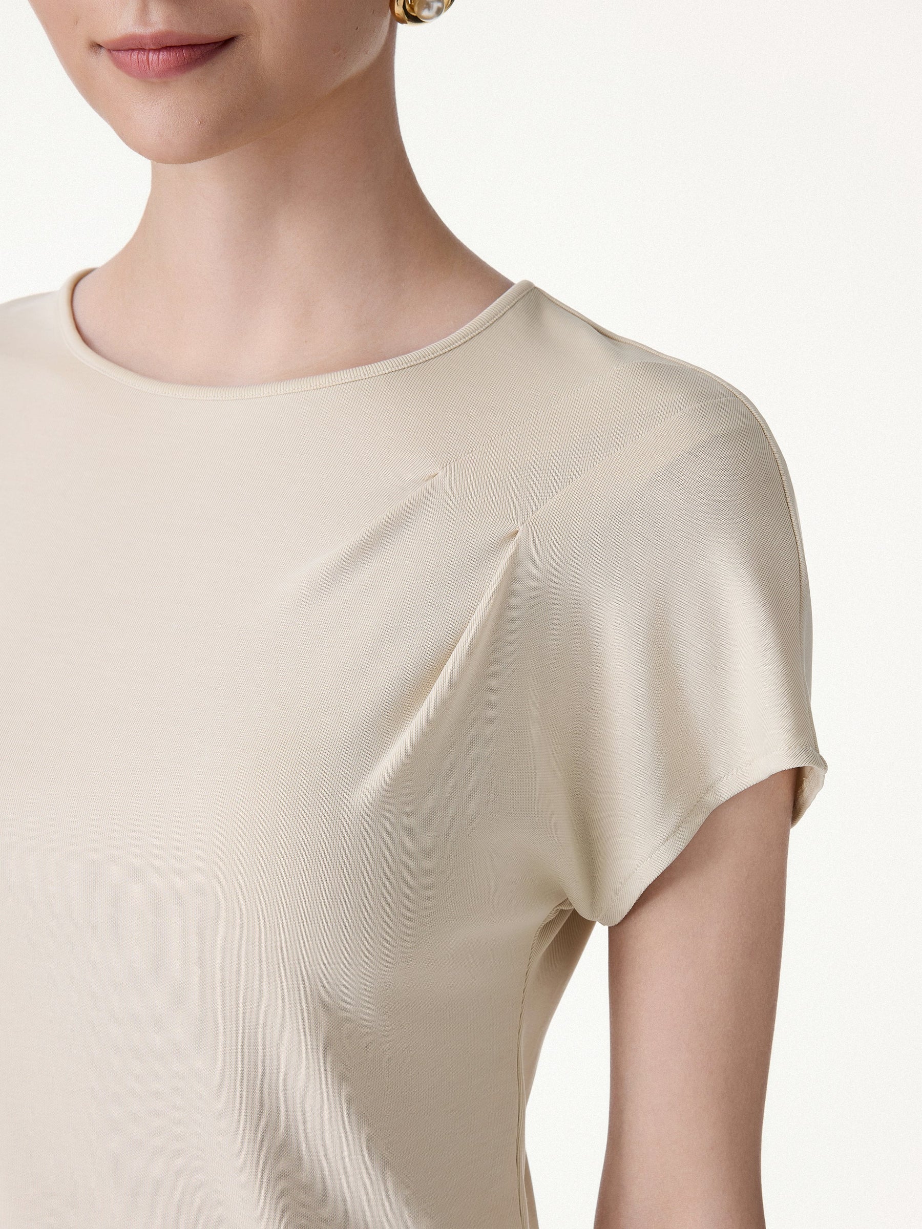 Sandwashed Relaxed Round Neck Cap Sleeve Tee