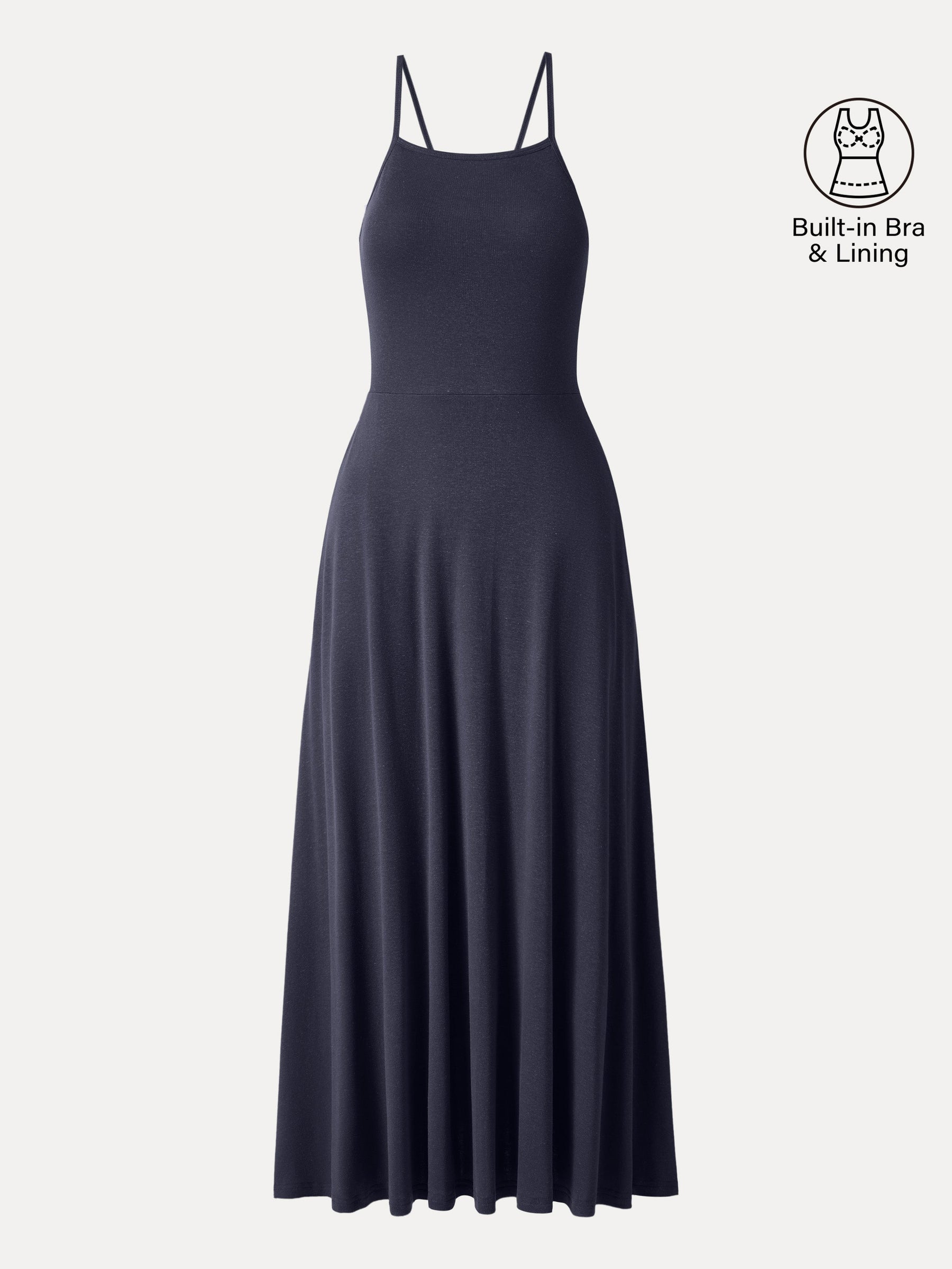 Soft Linen Knit Spaghetti Midi Bra Dress