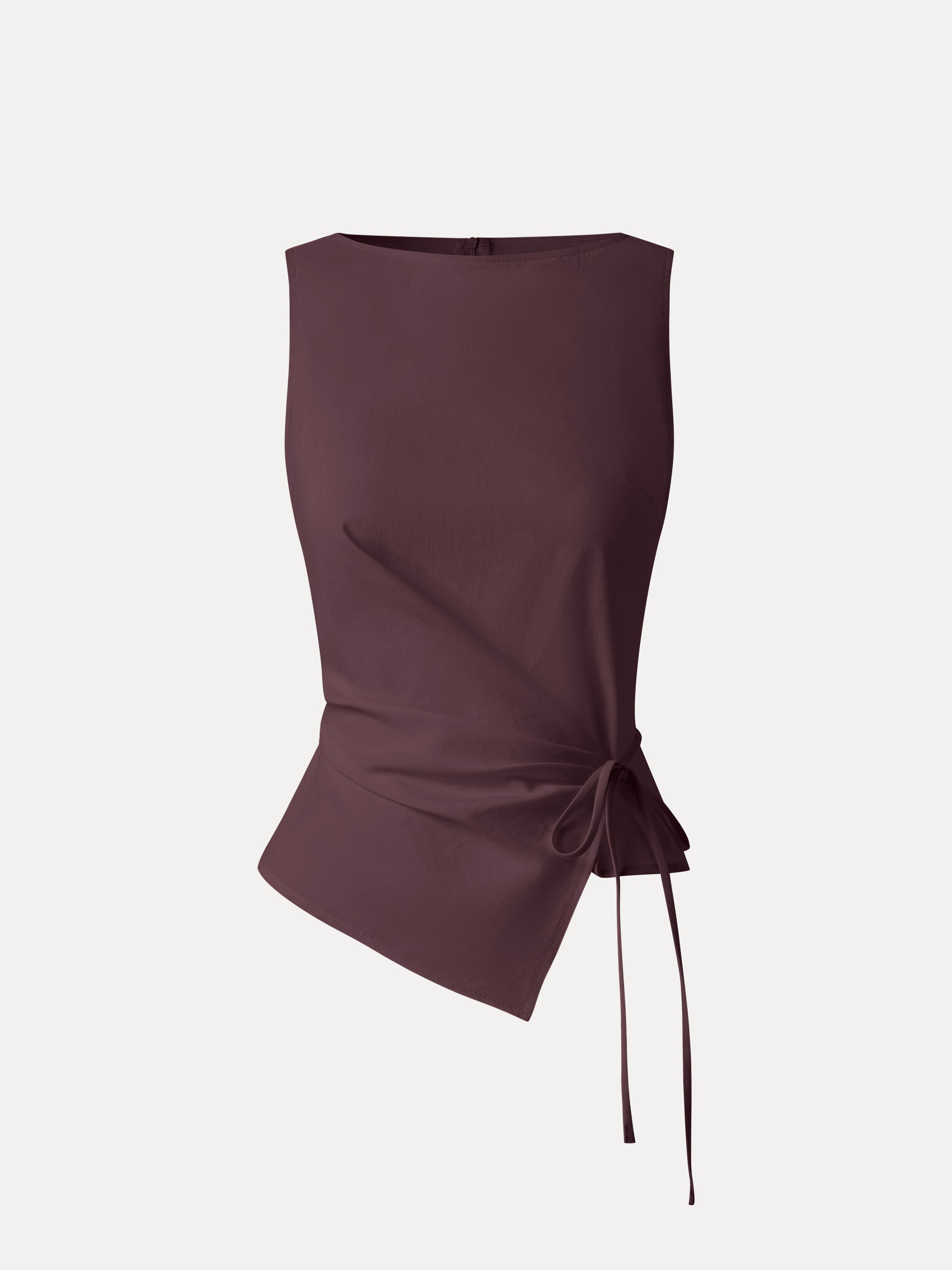 Lyocell-Linen Blend Boatneck Waist-Defined Top
