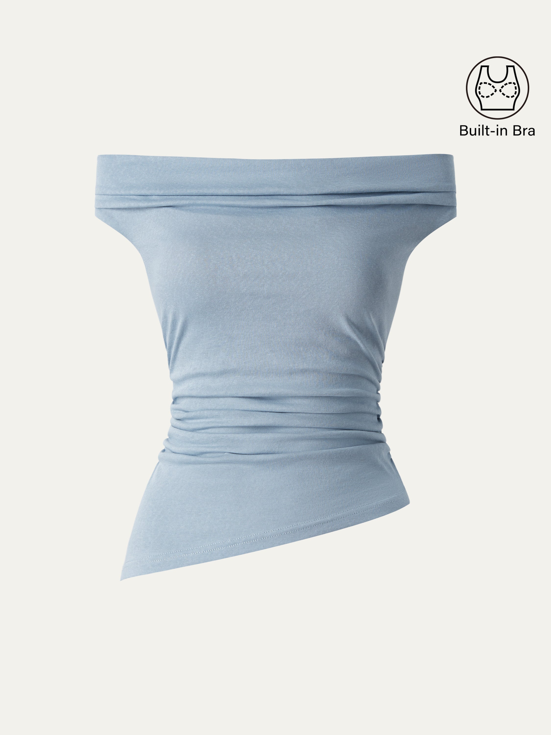 Off Shoulder Cotton-Linen Gathered New Airy Bra Tank