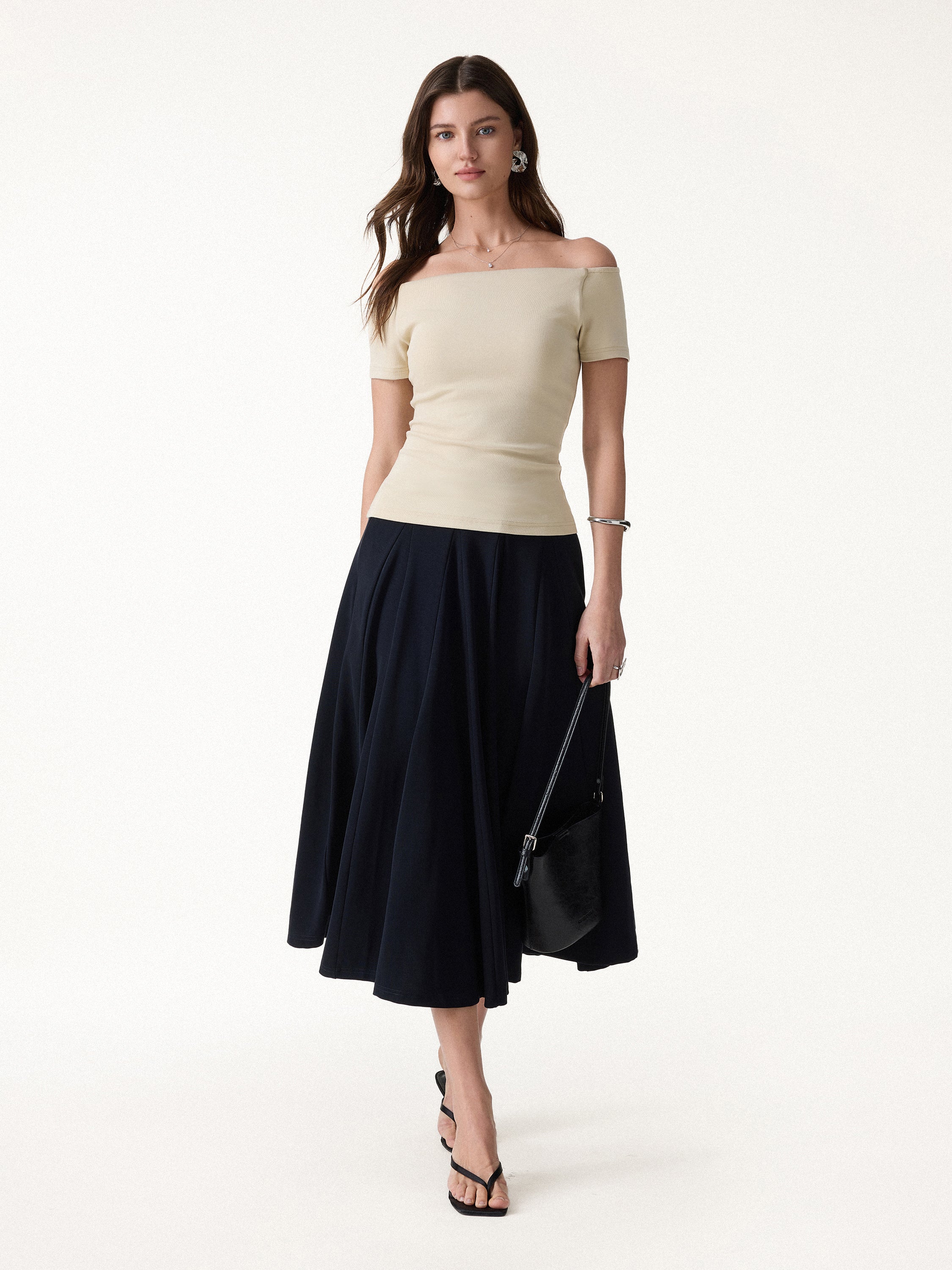Cotton Lyocell Non-Slip Off-the-Shoulder Bra Top