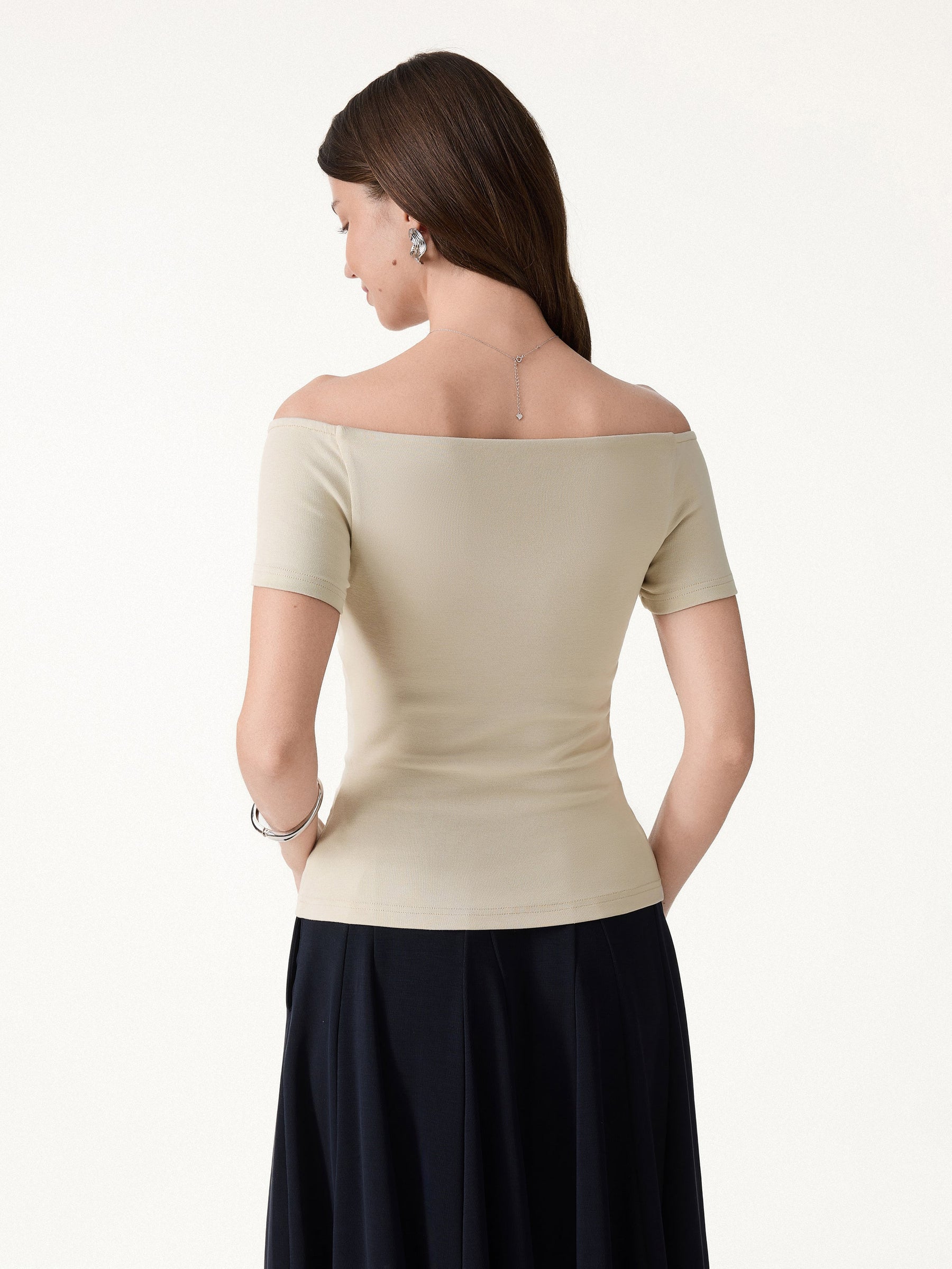 Cotton Lyocell Non-Slip Off-the-Shoulder Bra Top