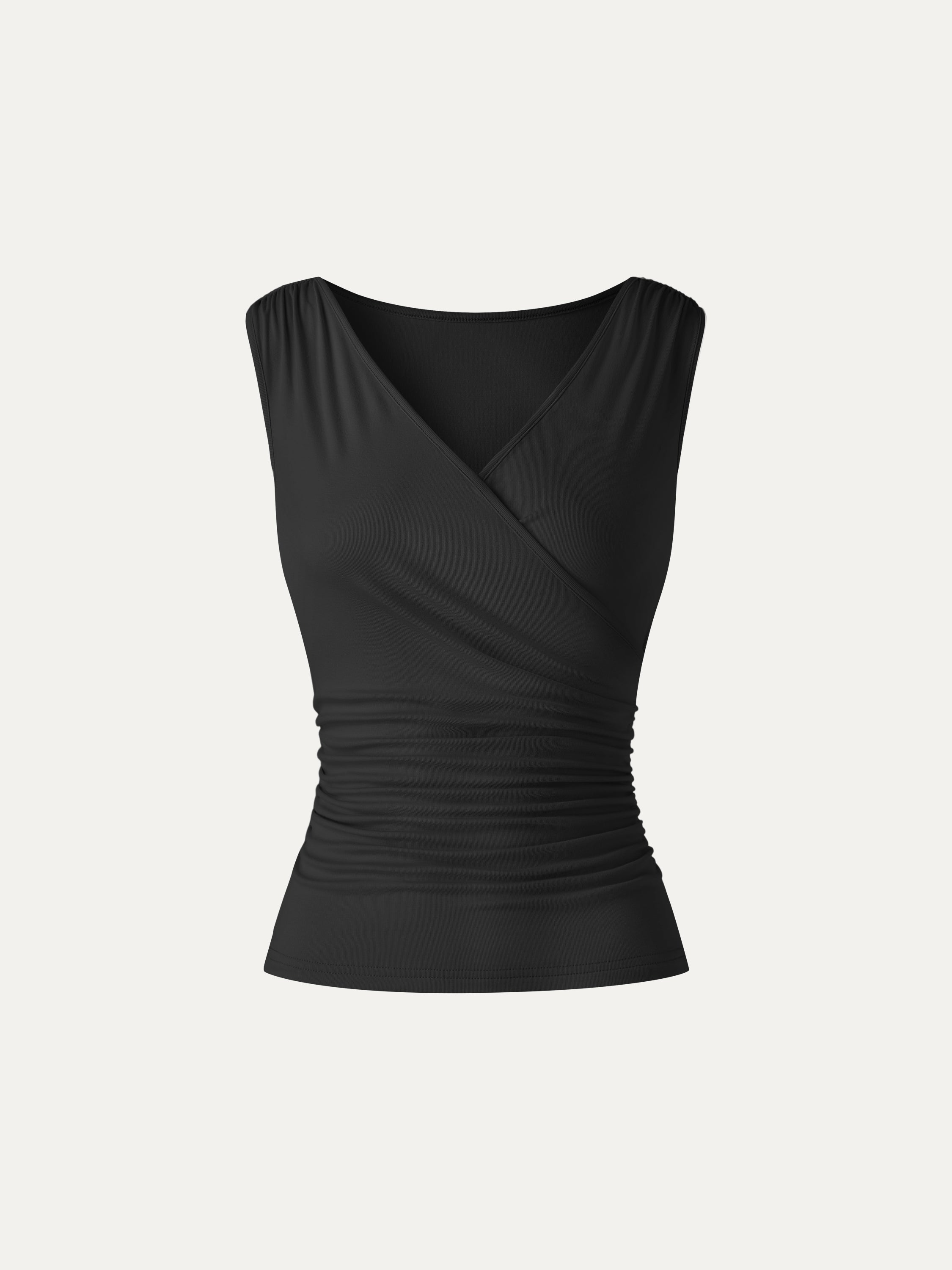 CoolTouch Surplice Neck Gathered Waist Top