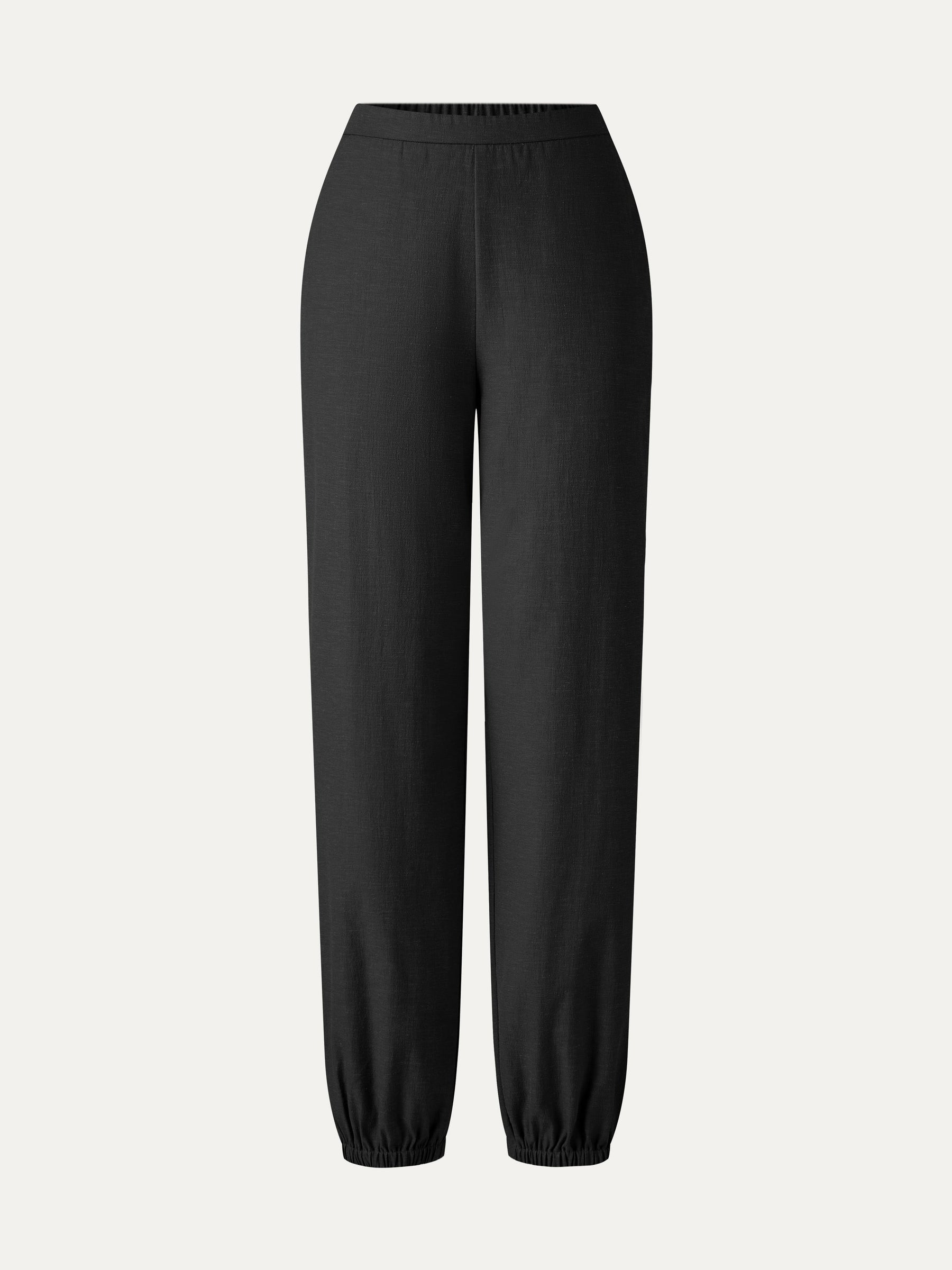 Linen-like High-Rise Balloon Jogger Pants with Pockets