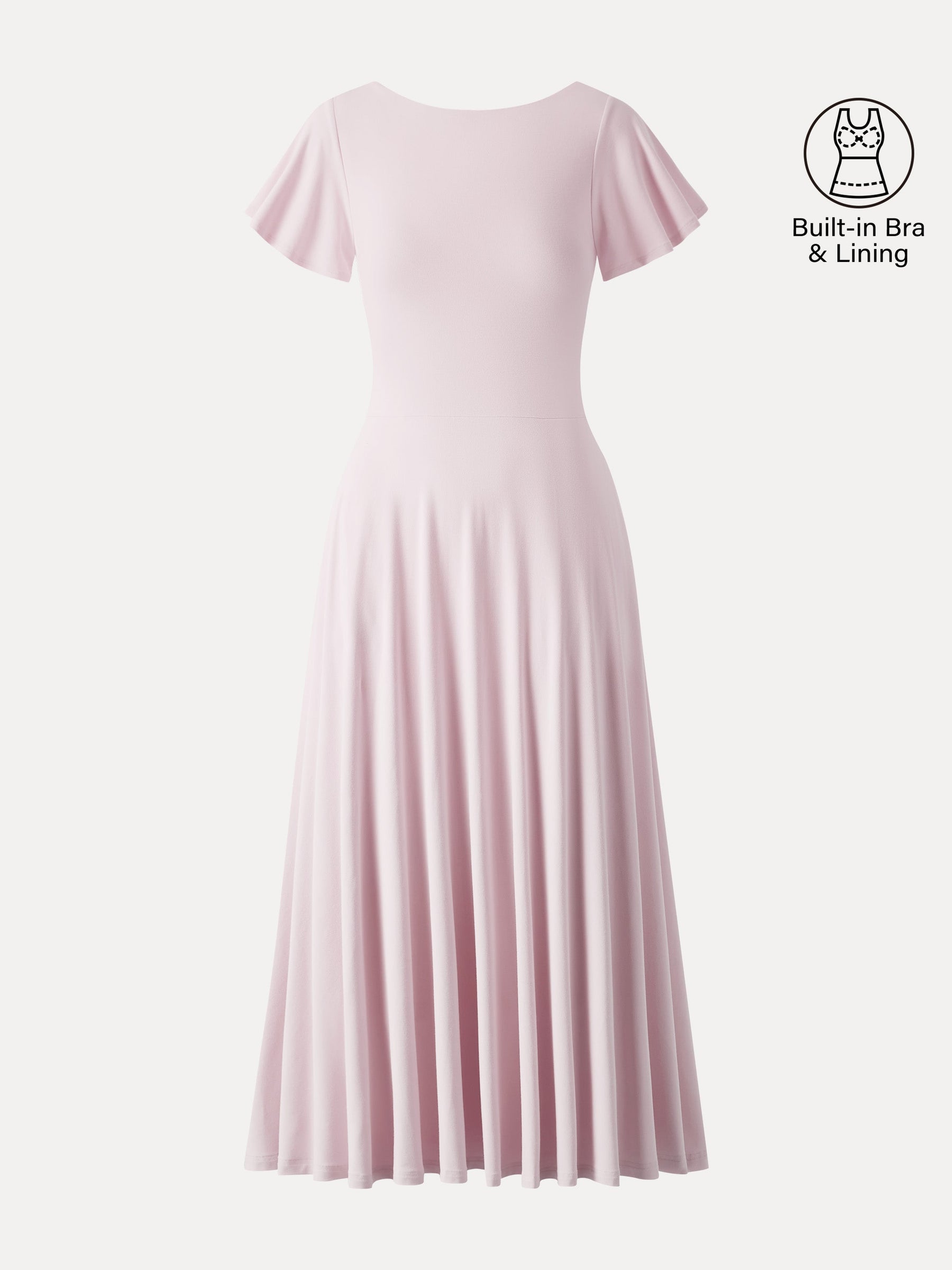 SkinKiss Boatneck Fit-and-Flare Maxi Travel Bra Dress with Pockets