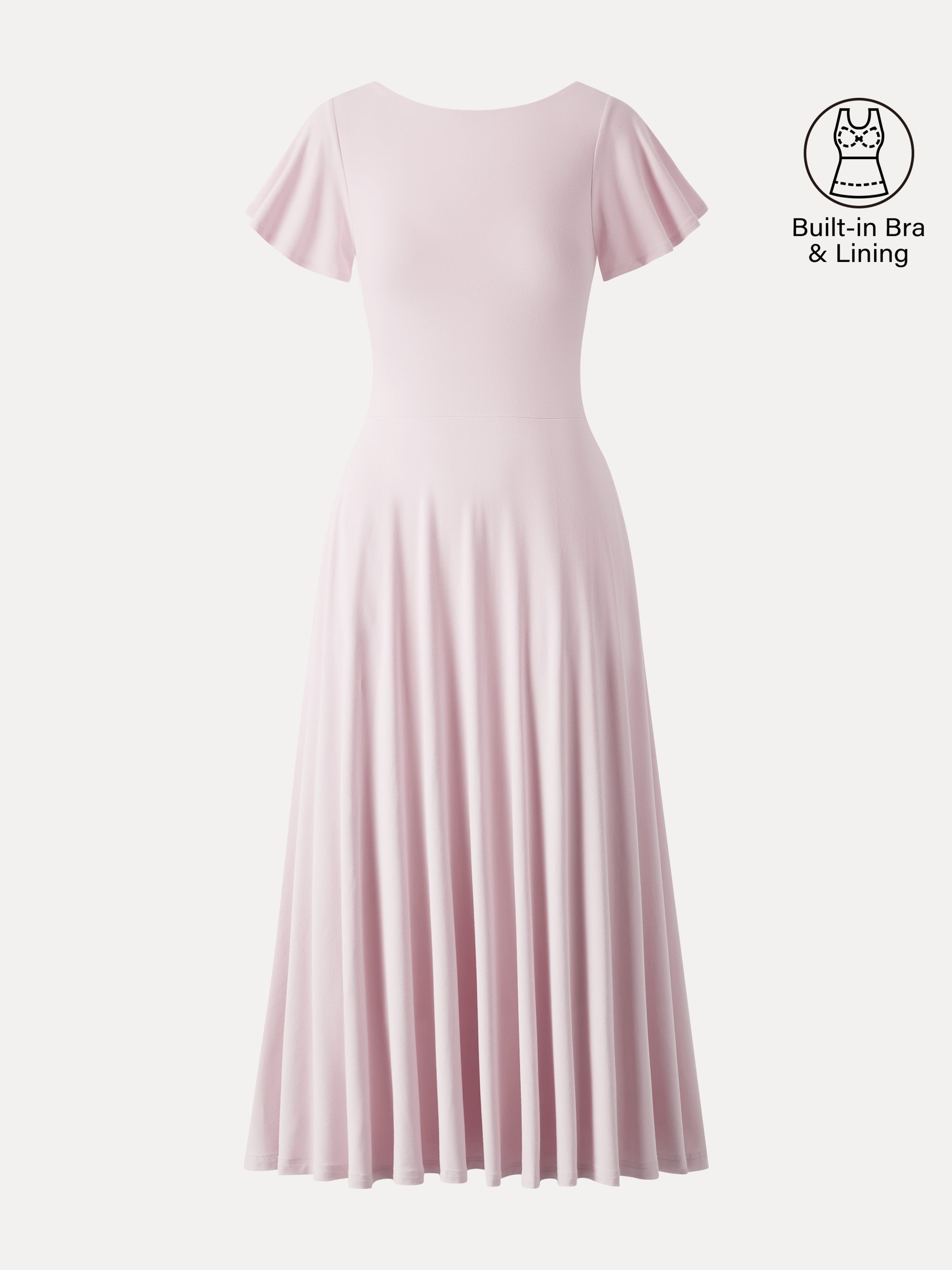 SkinKiss Boatneck Fit-and-Flare Maxi Travel Bra Dress with Pockets