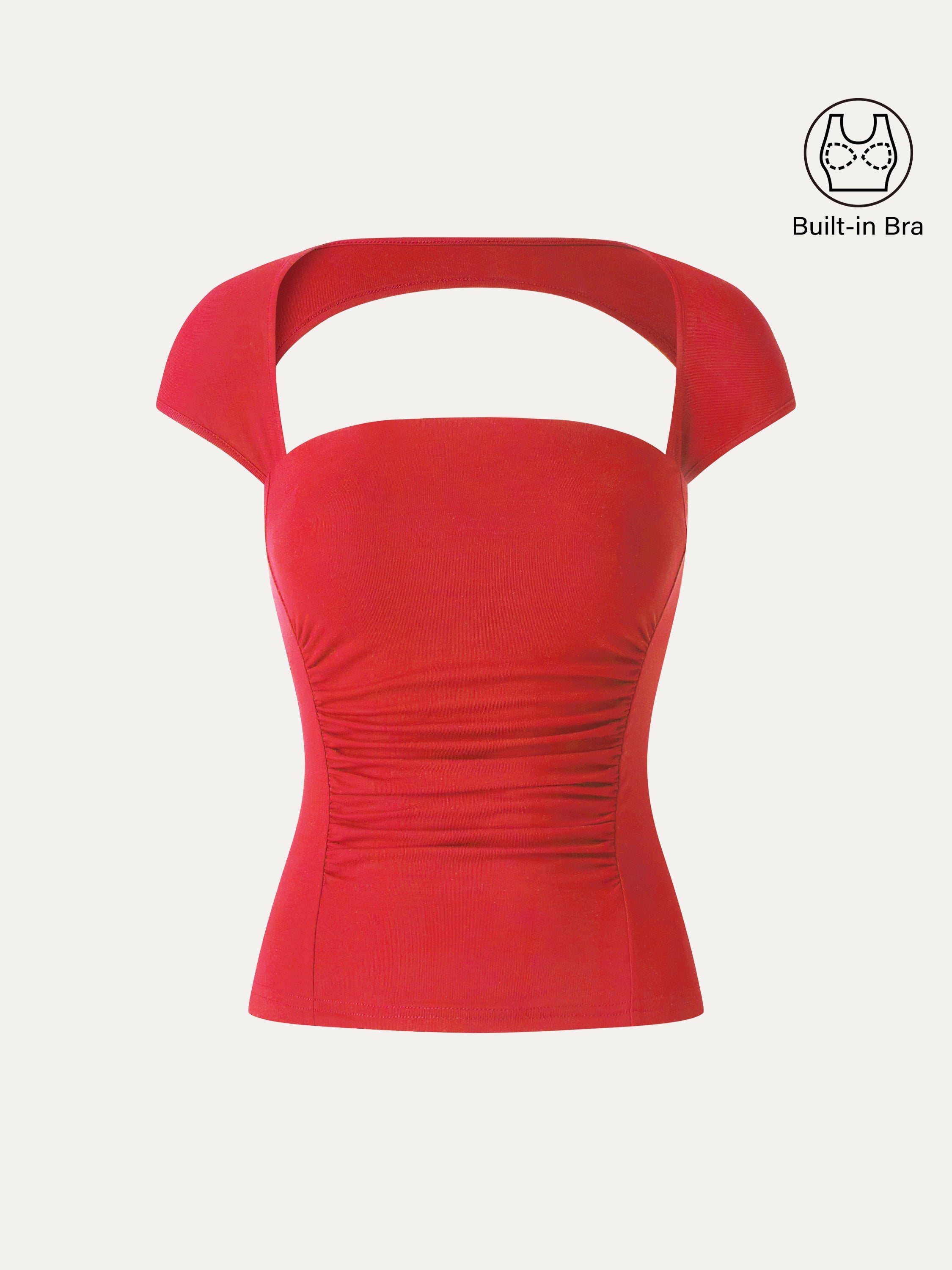 SkinKiss Square Neck Cutout Back Ruched Bra Top