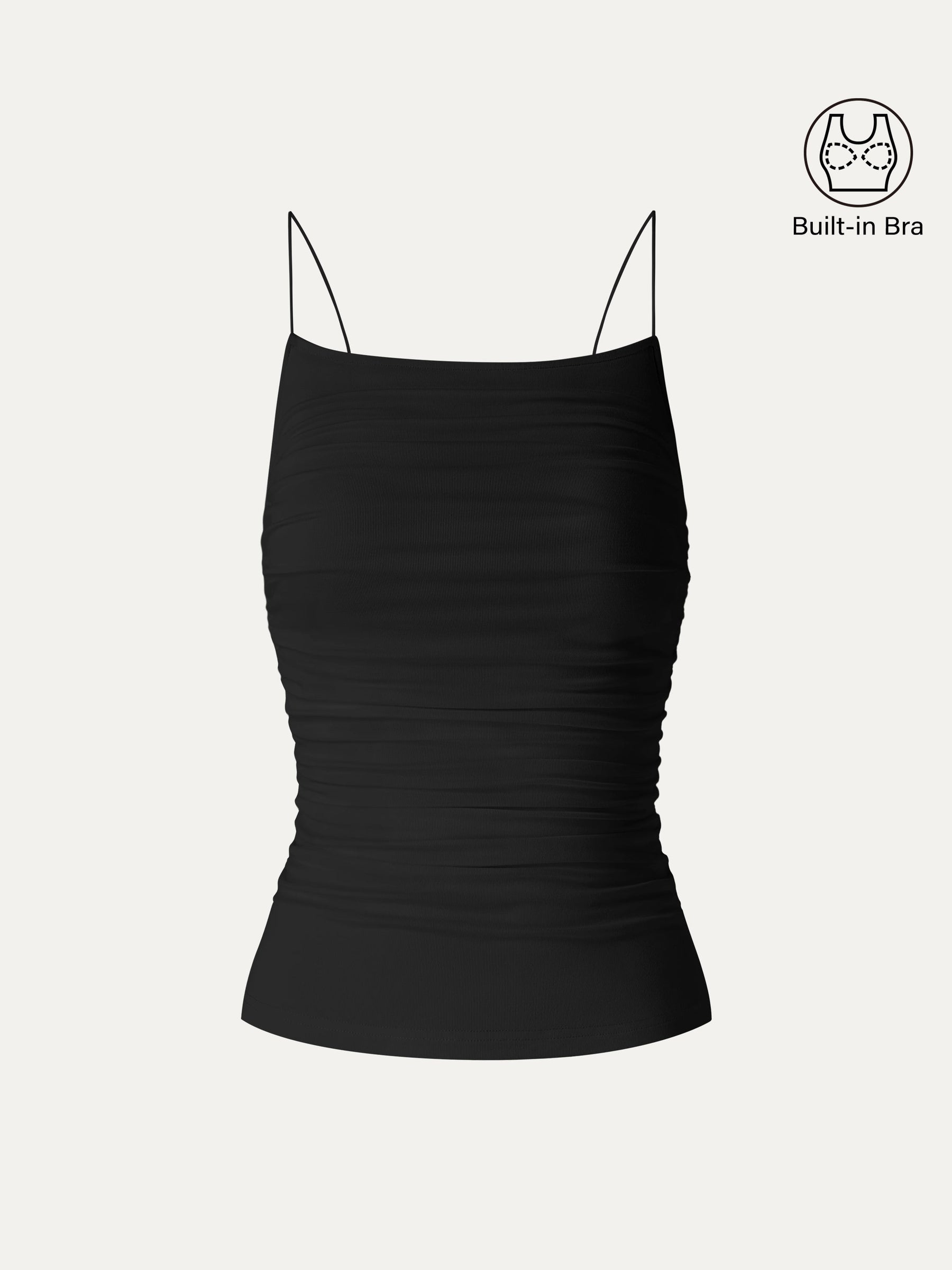 SkinKiss Square Neck Ruched Spaghetti Bra Top