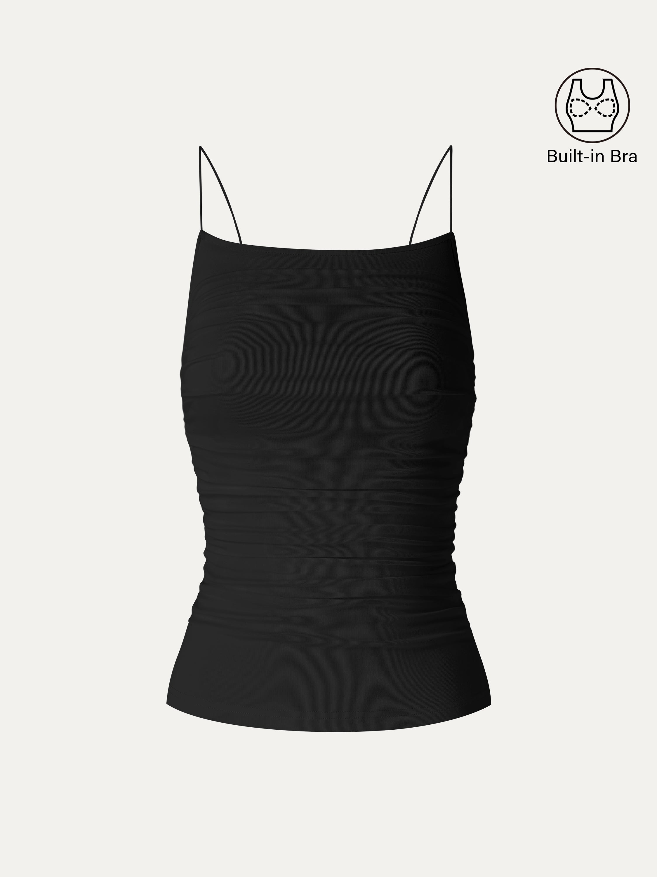 SkinKiss Square Neck Ruched Spaghetti Bra Top