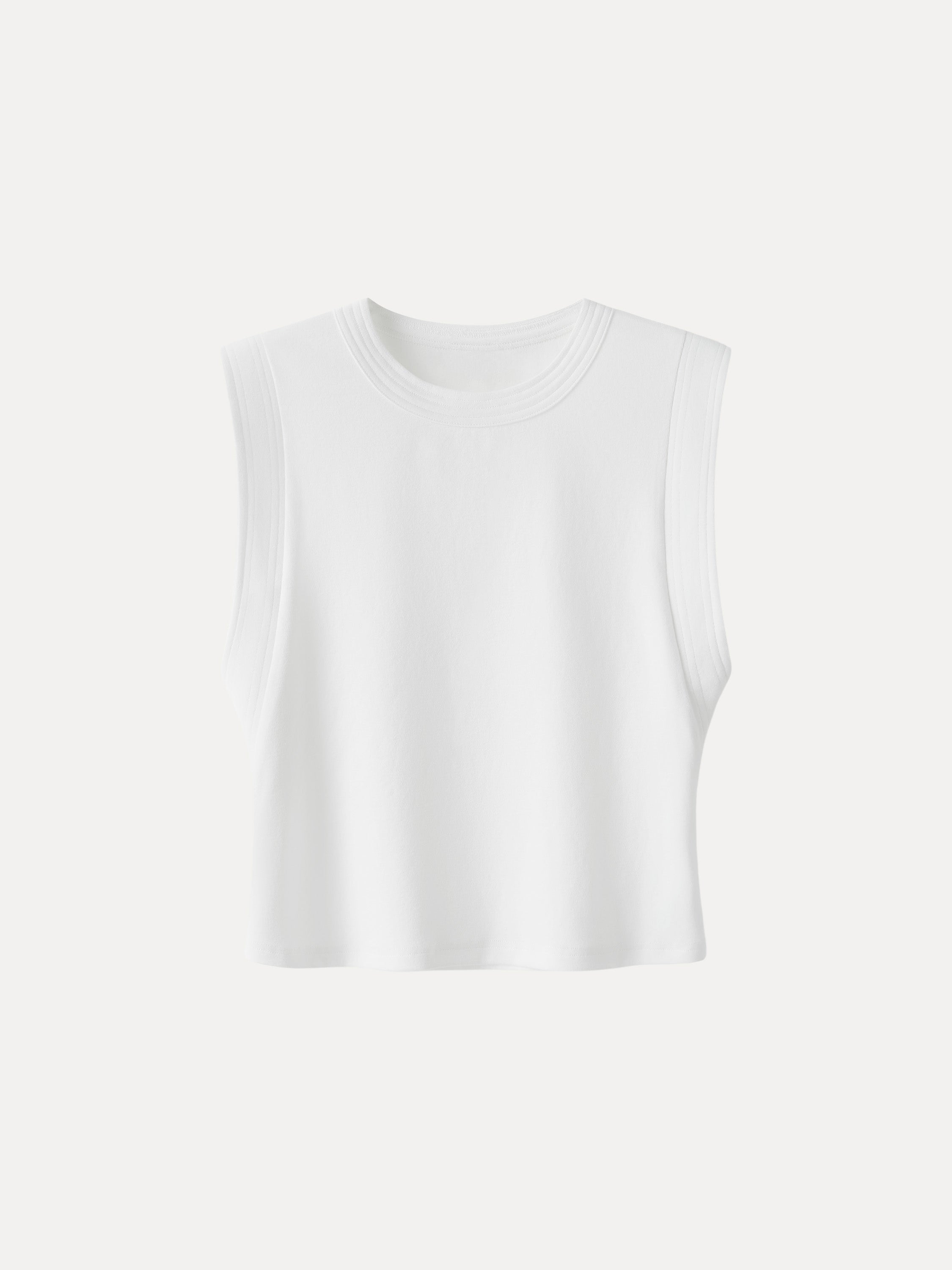 Soft Cotton Lyocell Cropped Wide Shoulder Tank