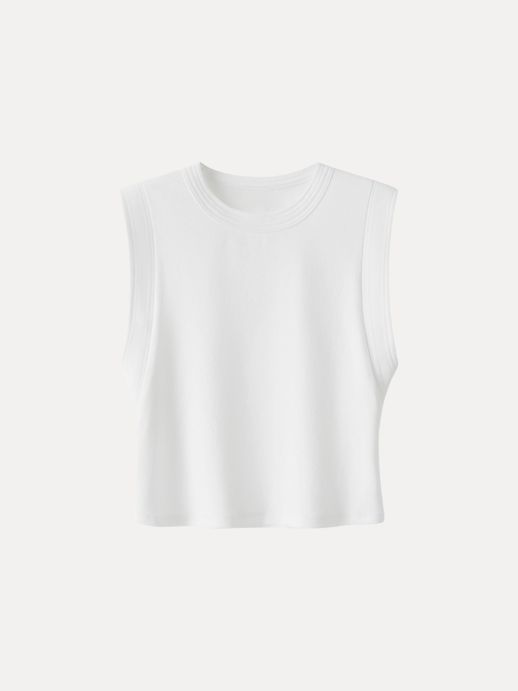 Soft Cotton Lyocell Cropped Wide Shoulder Tank