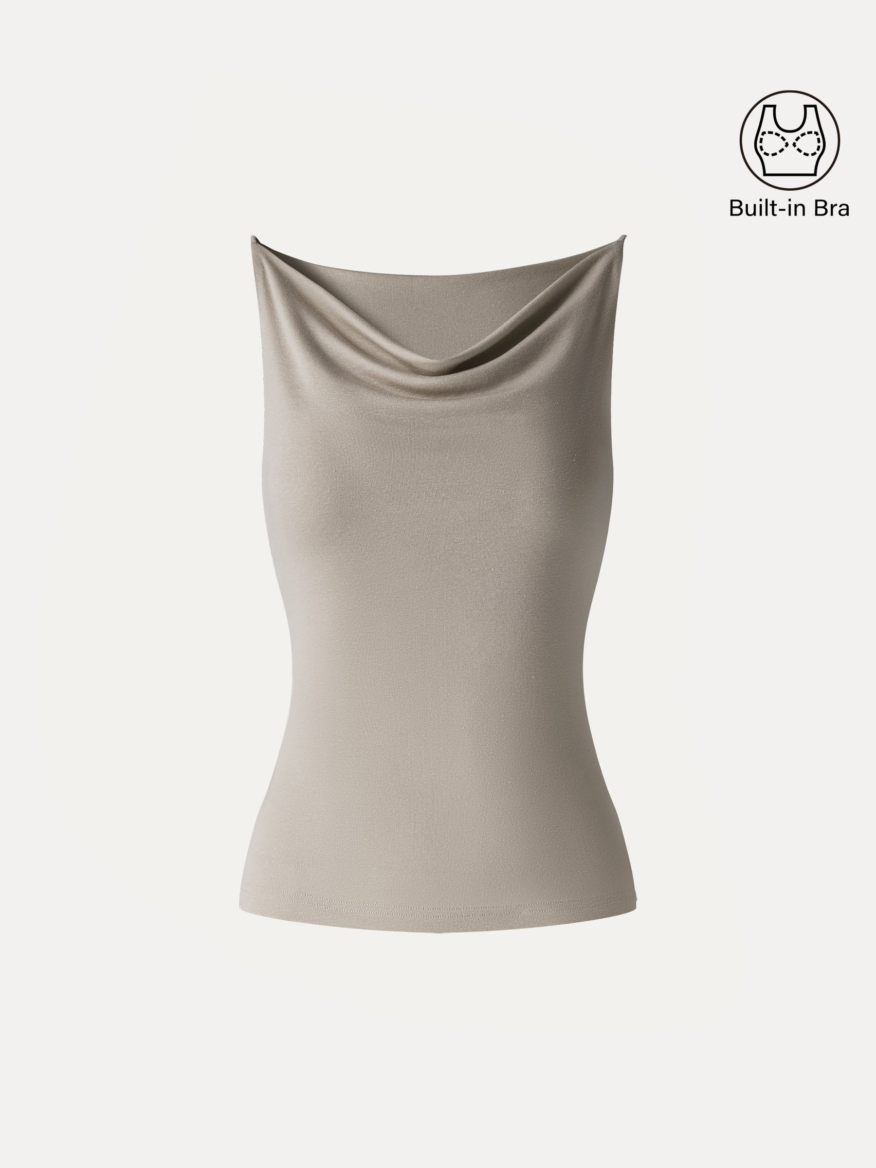 Stretch Linen Cowl Neck Bra Tank