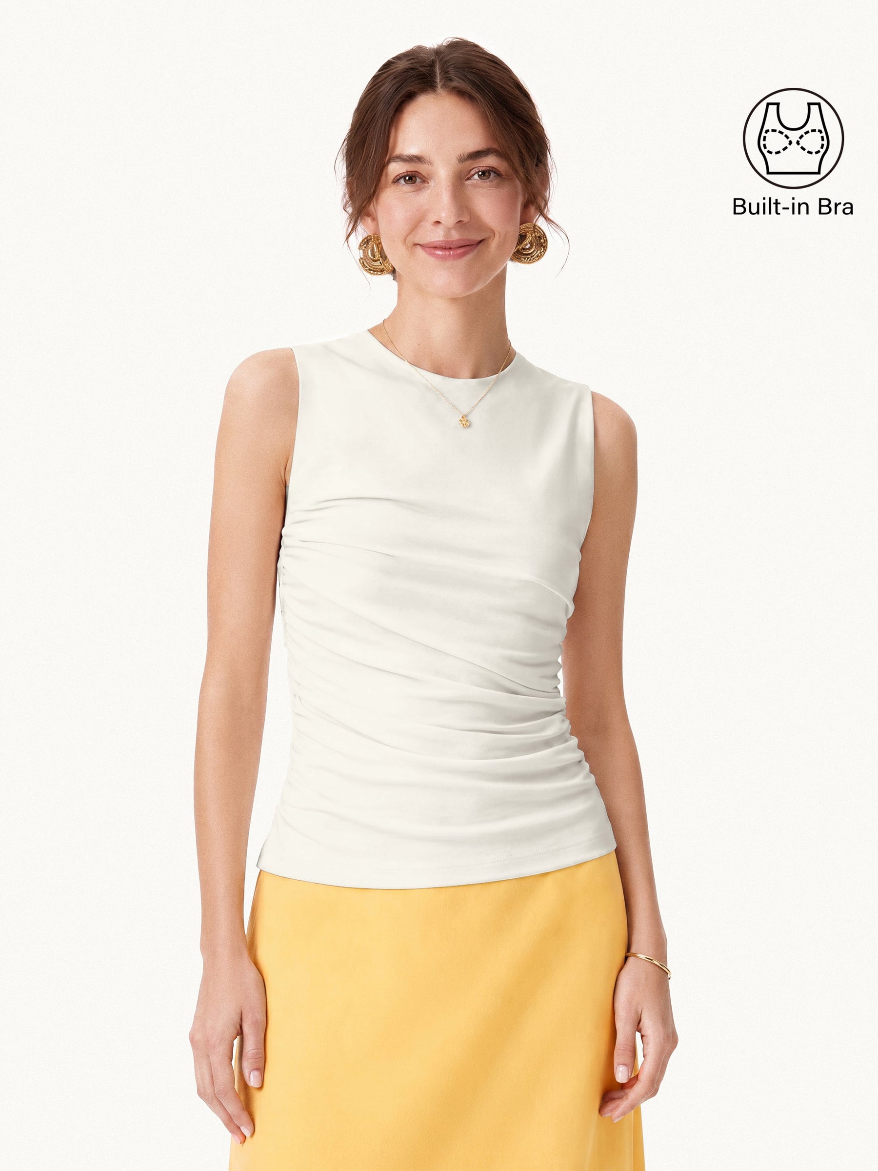 Round Neck Gathered Side Bra Top