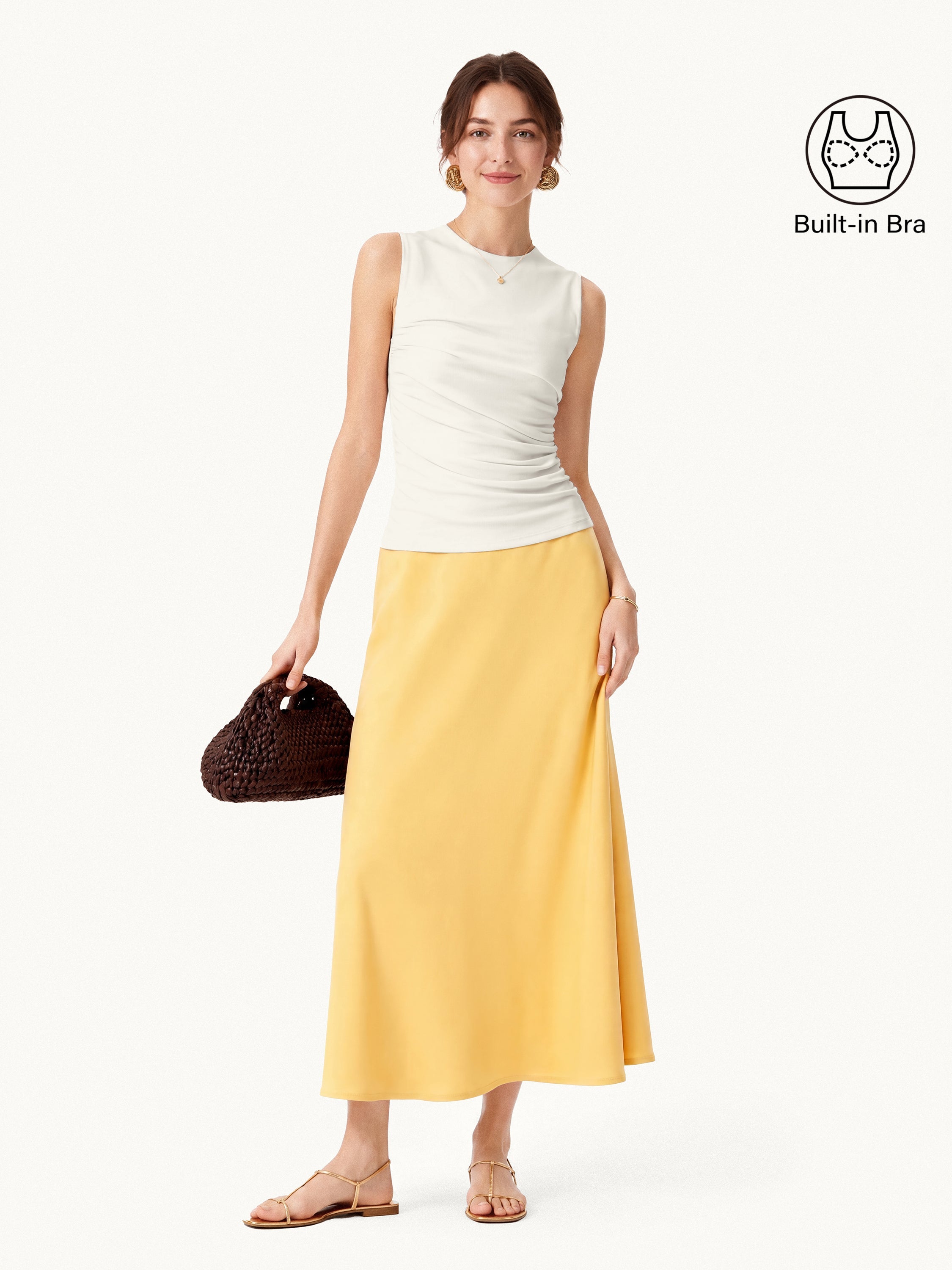 Round Neck Gathered Side Bra Top