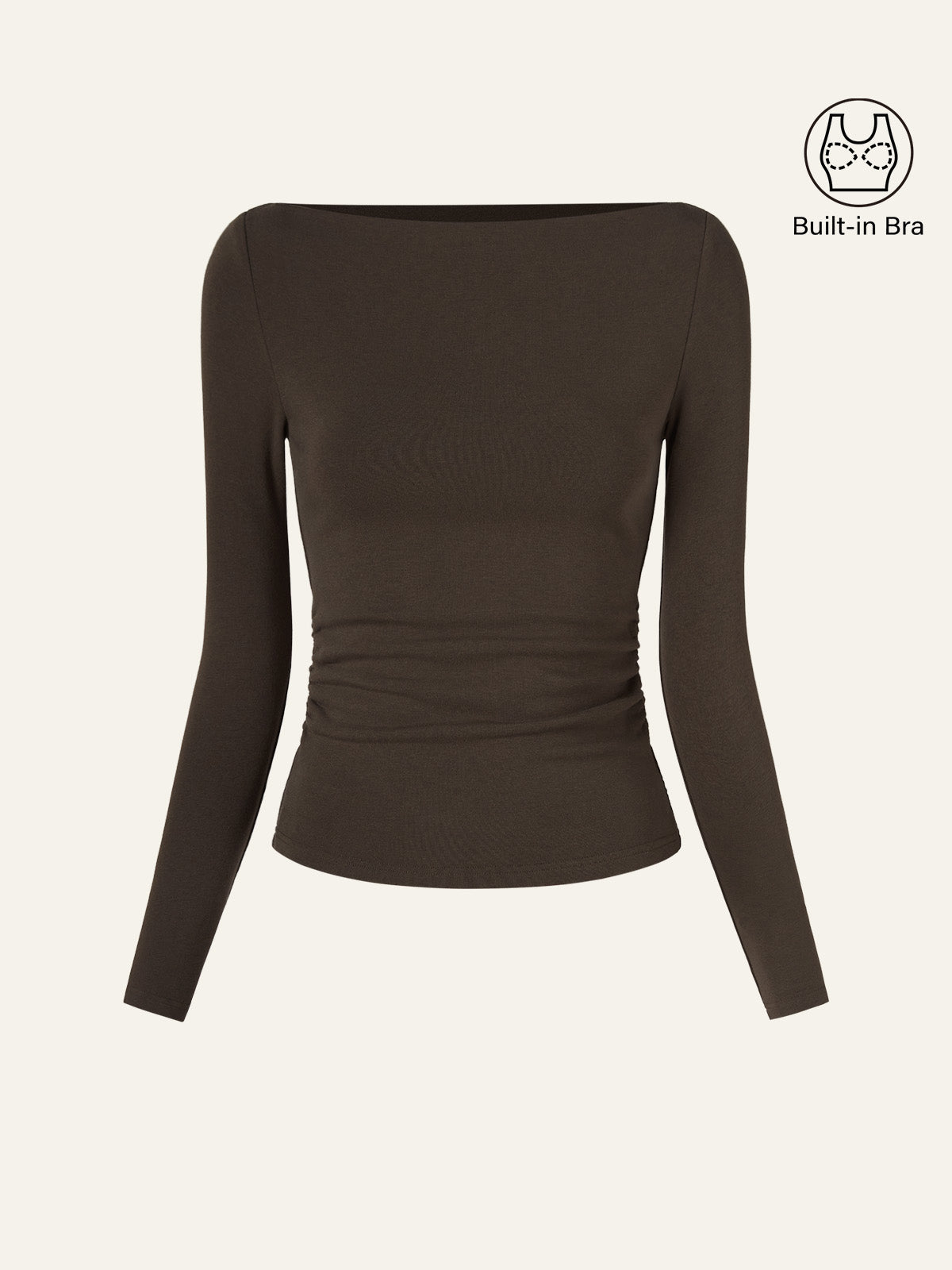 Modern Side Ruched Boatneck Bra Top