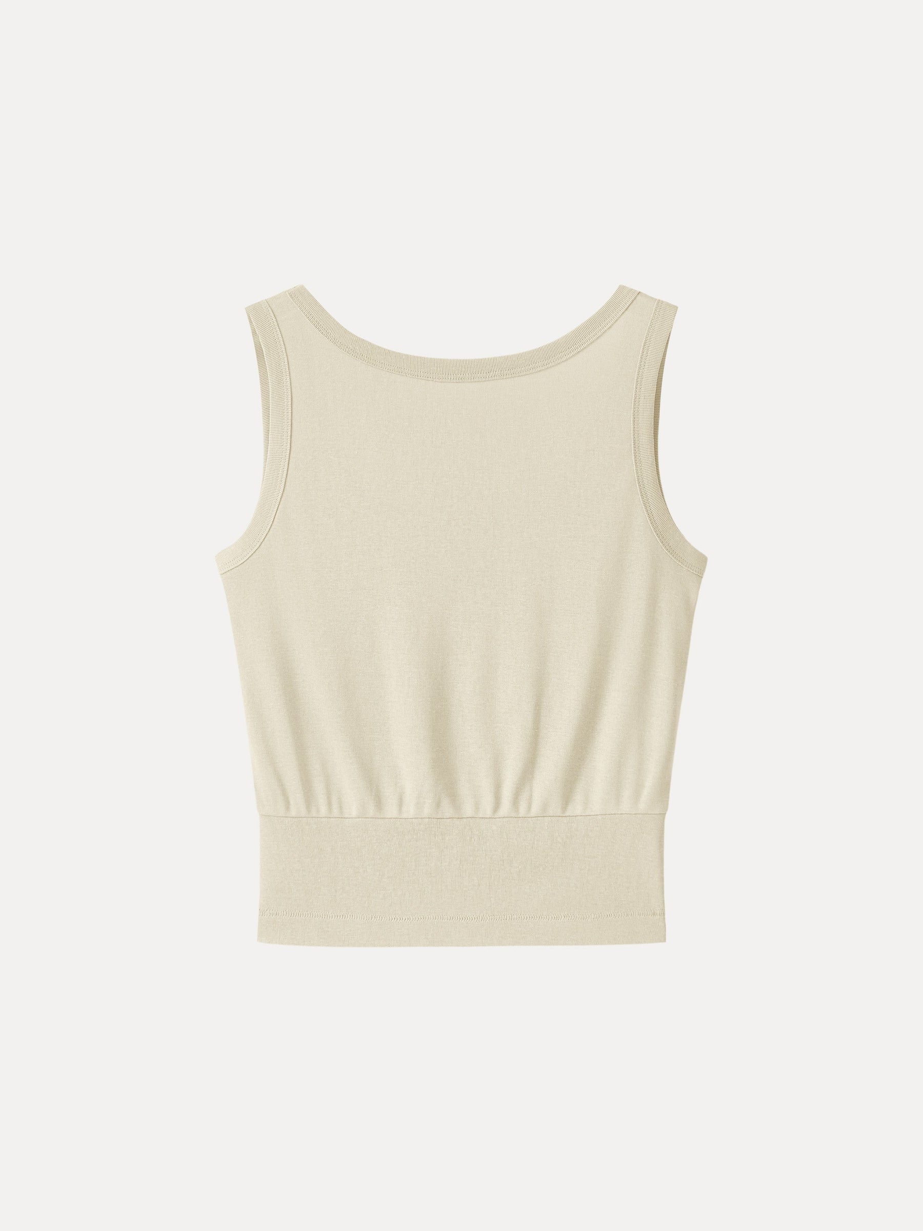Cotton-Linen Blend Reversible Boatneck Low Back Top