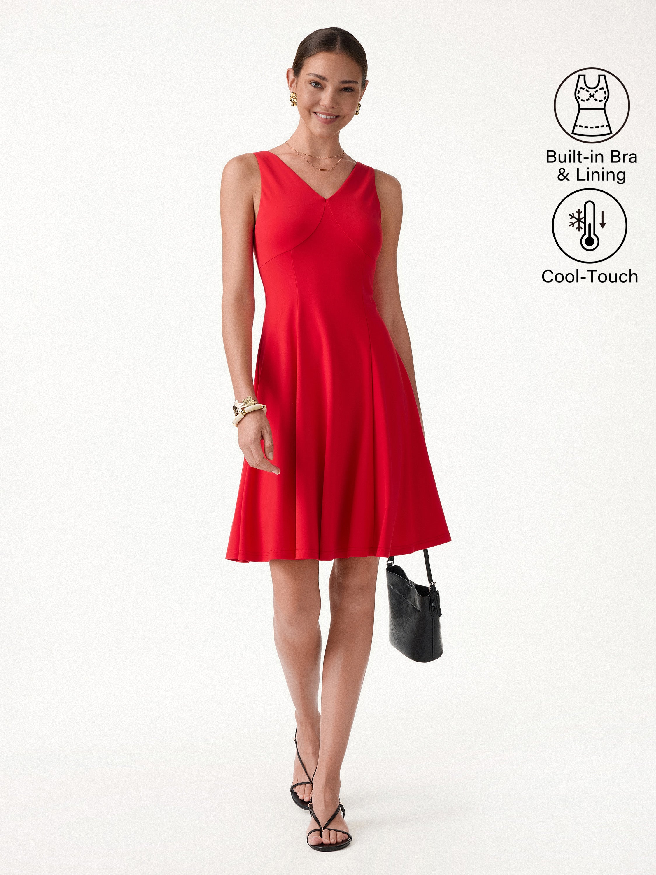 CoolTouch V-Neck Travel Mini Dress with Pockets