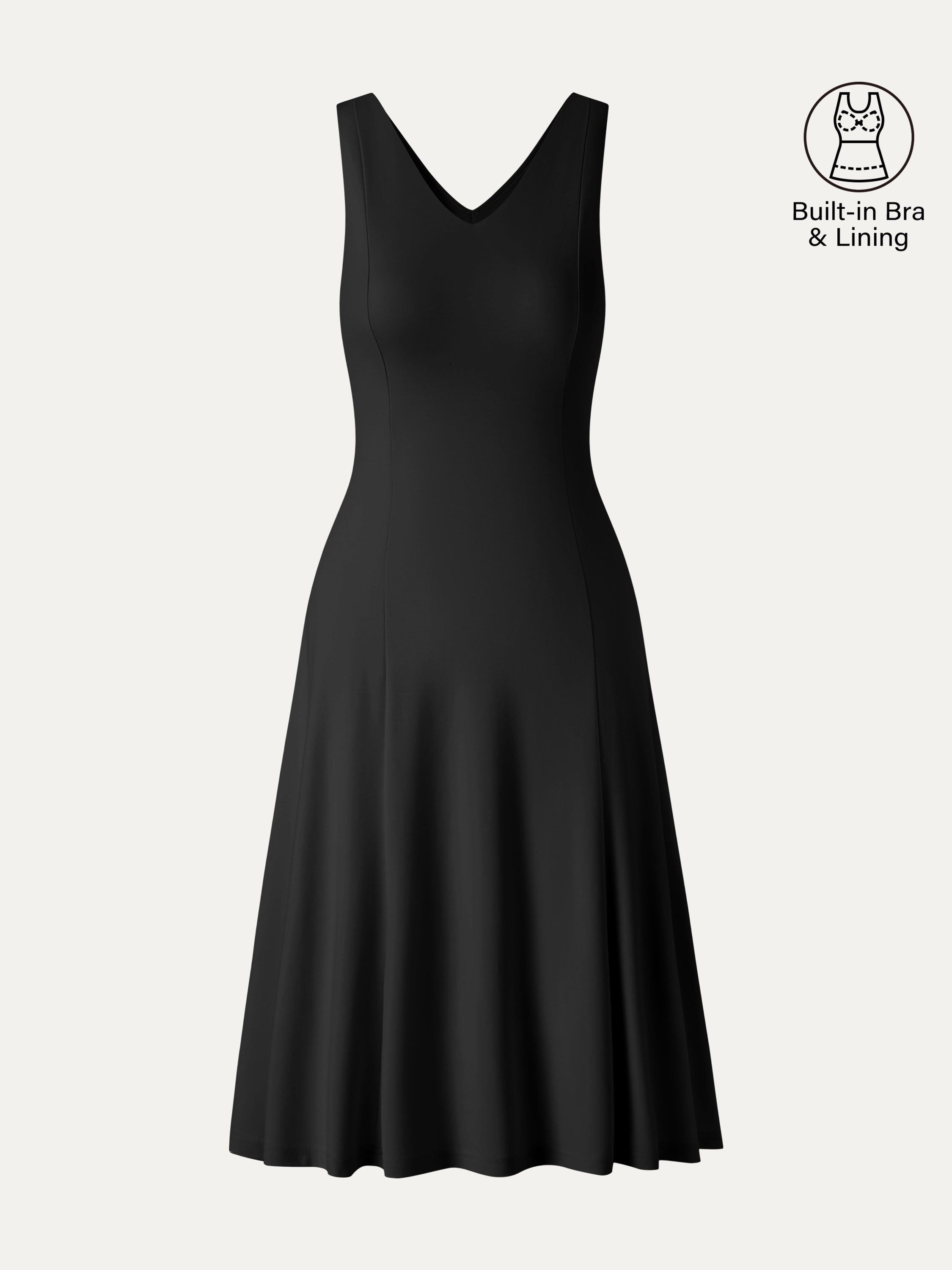 Stretch Ponte V-Neck A-Line Midi Bra Dress