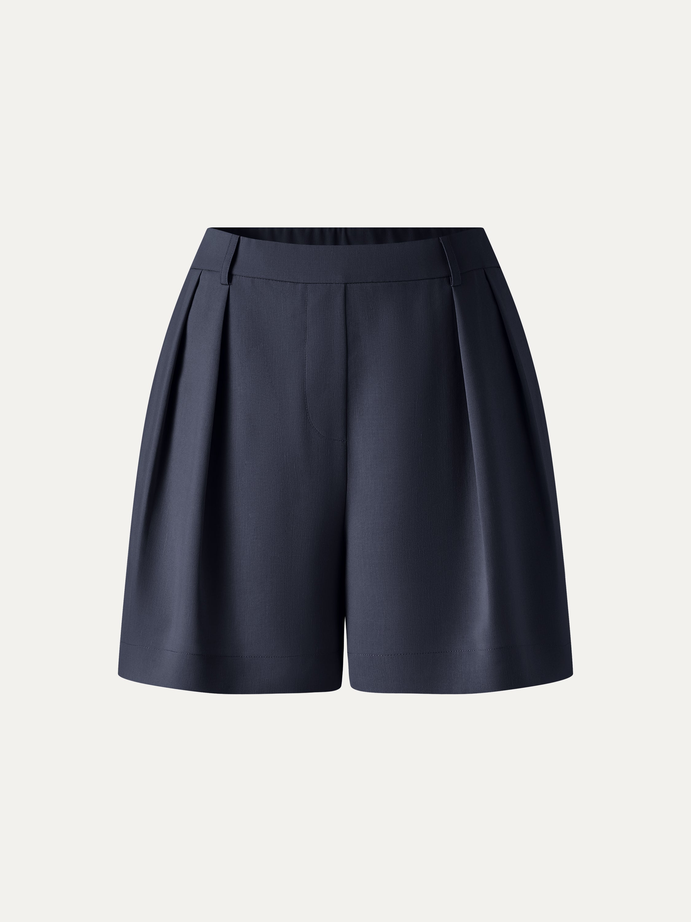 Lyocell-Linen Tailored Shorts with Pockets
