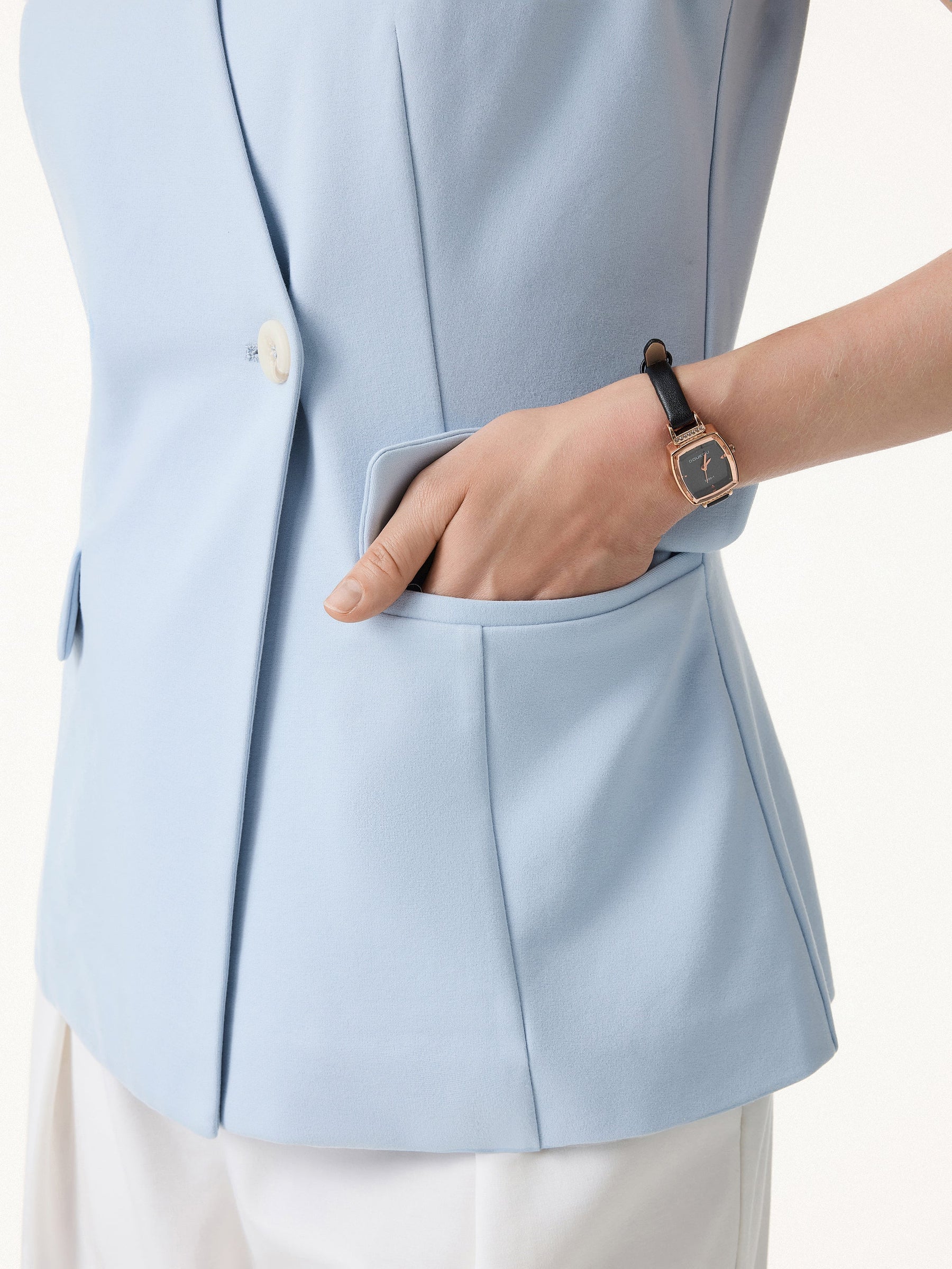 Summer V-Neck Office Staple Waistcoat with Pockets
