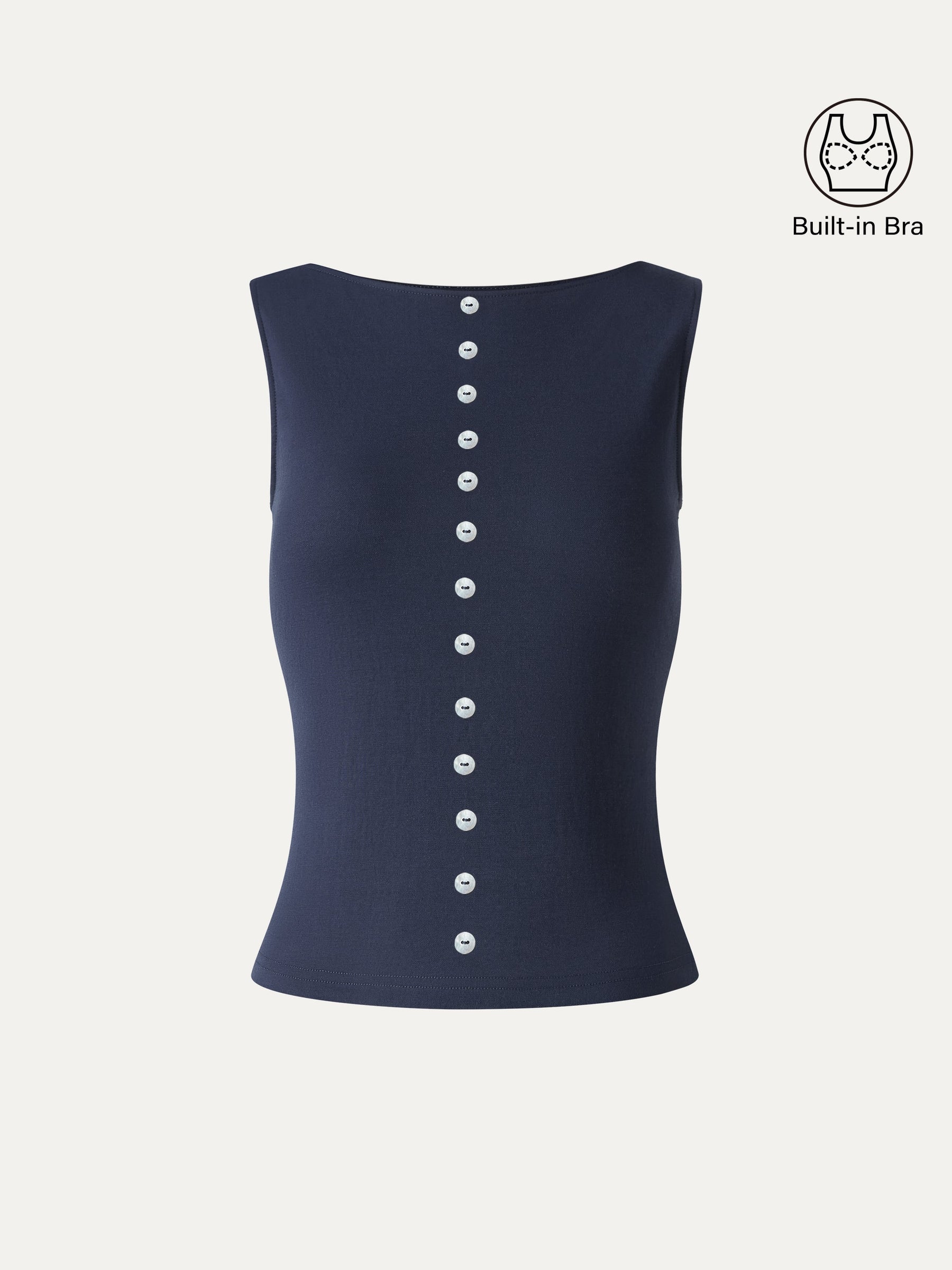 Cotton-Linen Boatneck Cropped Bra Top