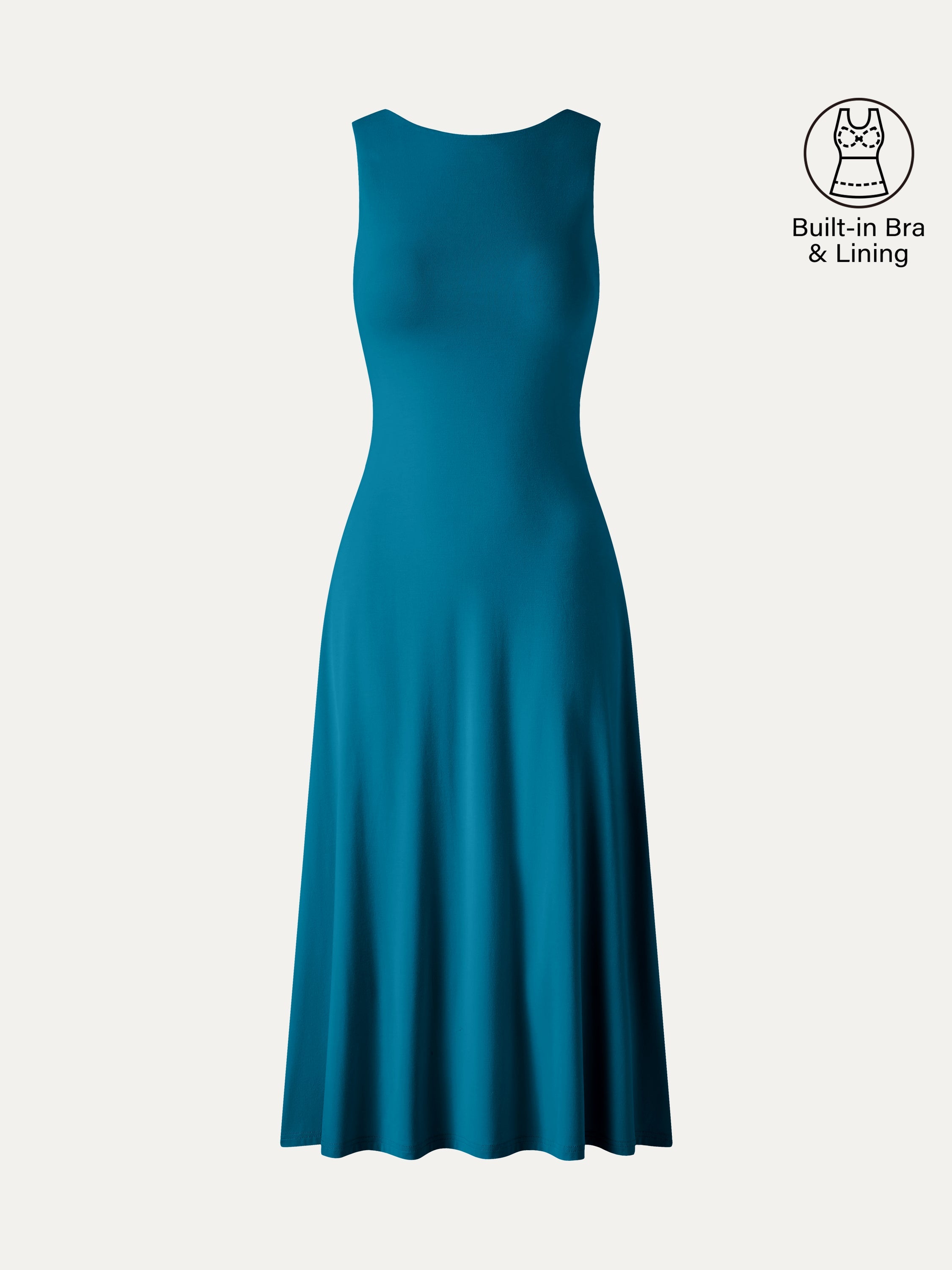 SkinKiss Boatneck Open-Back Flowy Midi Bra Dress