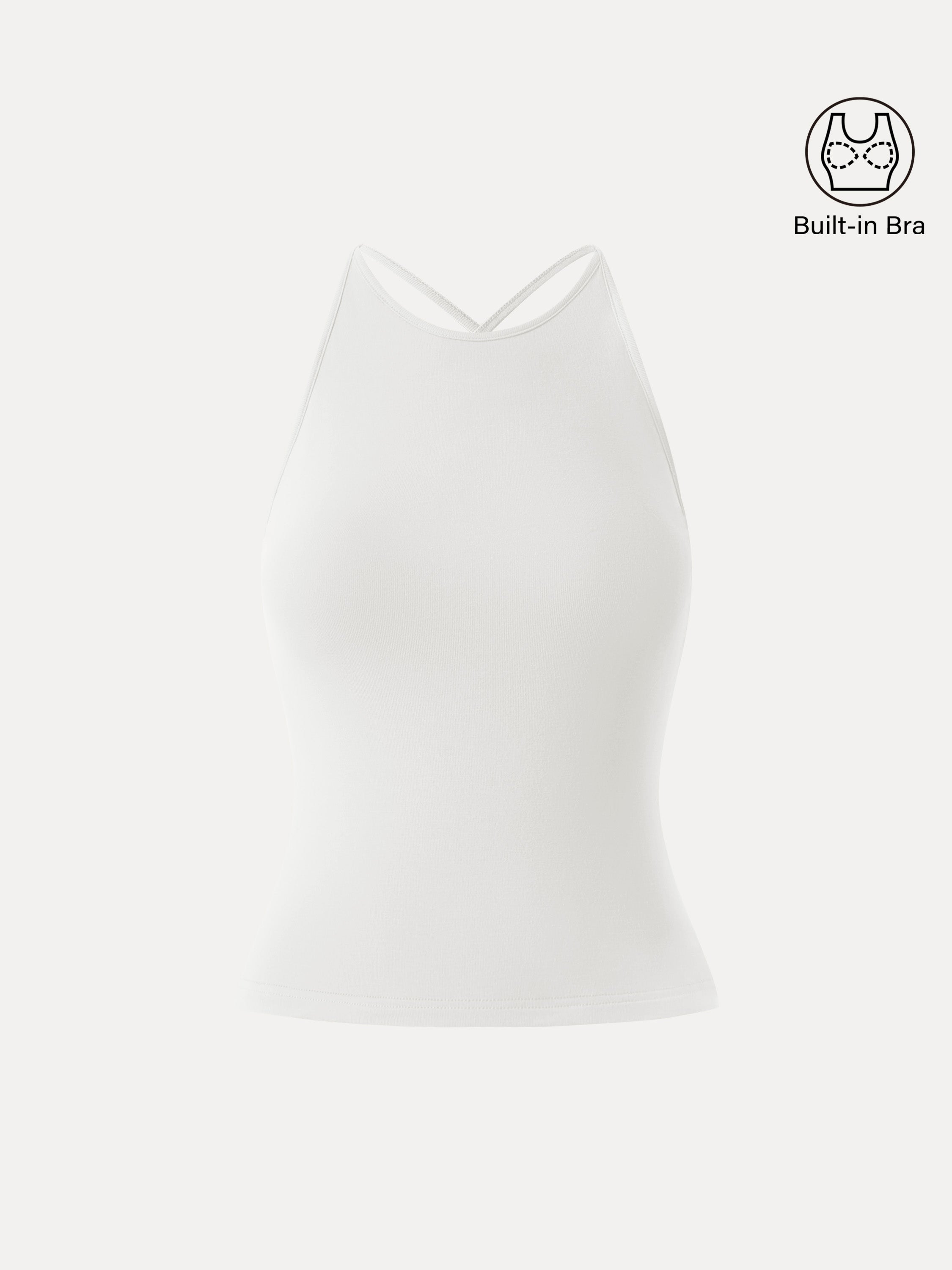 SkinKiss Round Neck Cross-Back Bandless Bra Top
