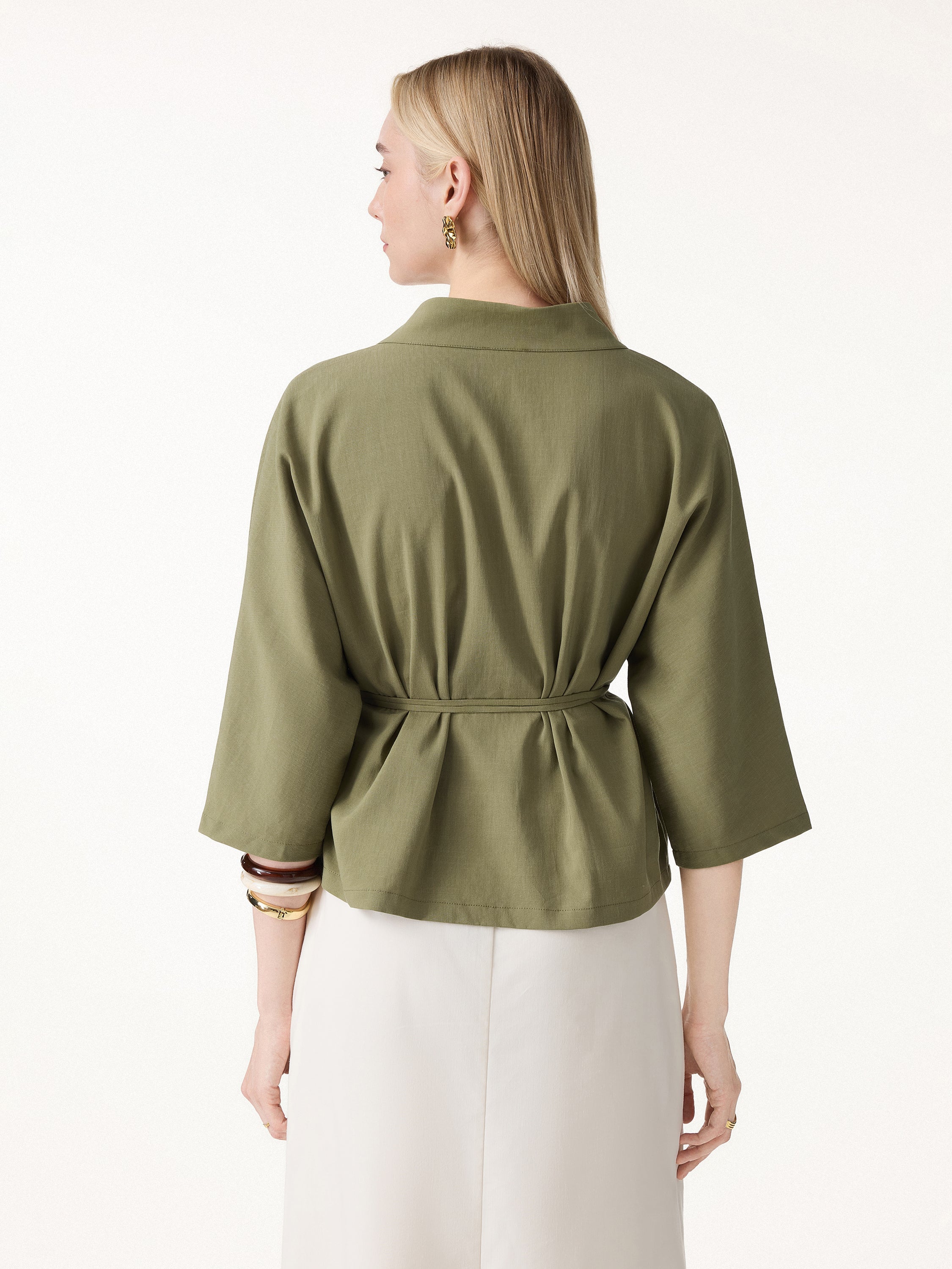 Lyocell-Linen 3/4 Sleeve Cardigan