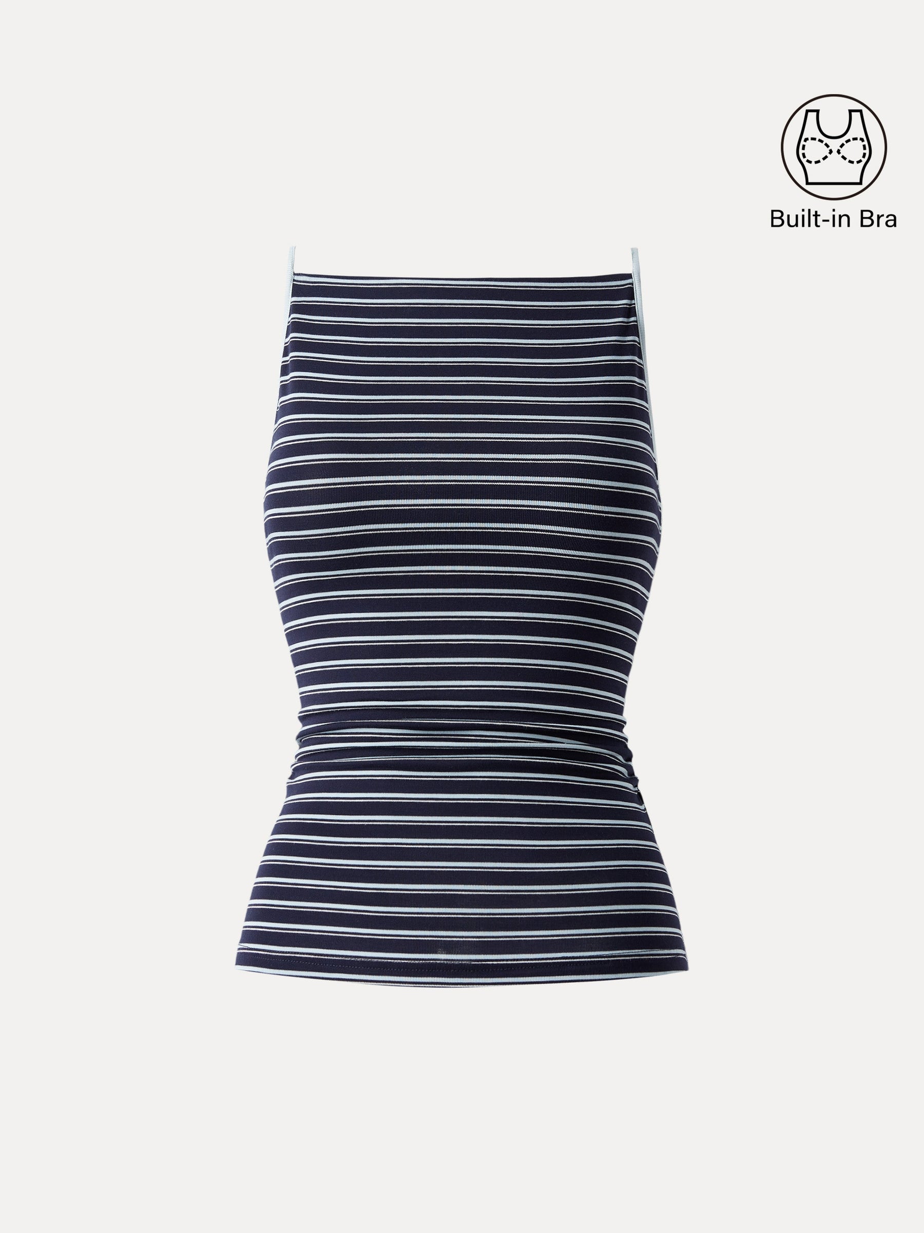 Striped Side Ruched Spaghetti New Airy Bra Tank