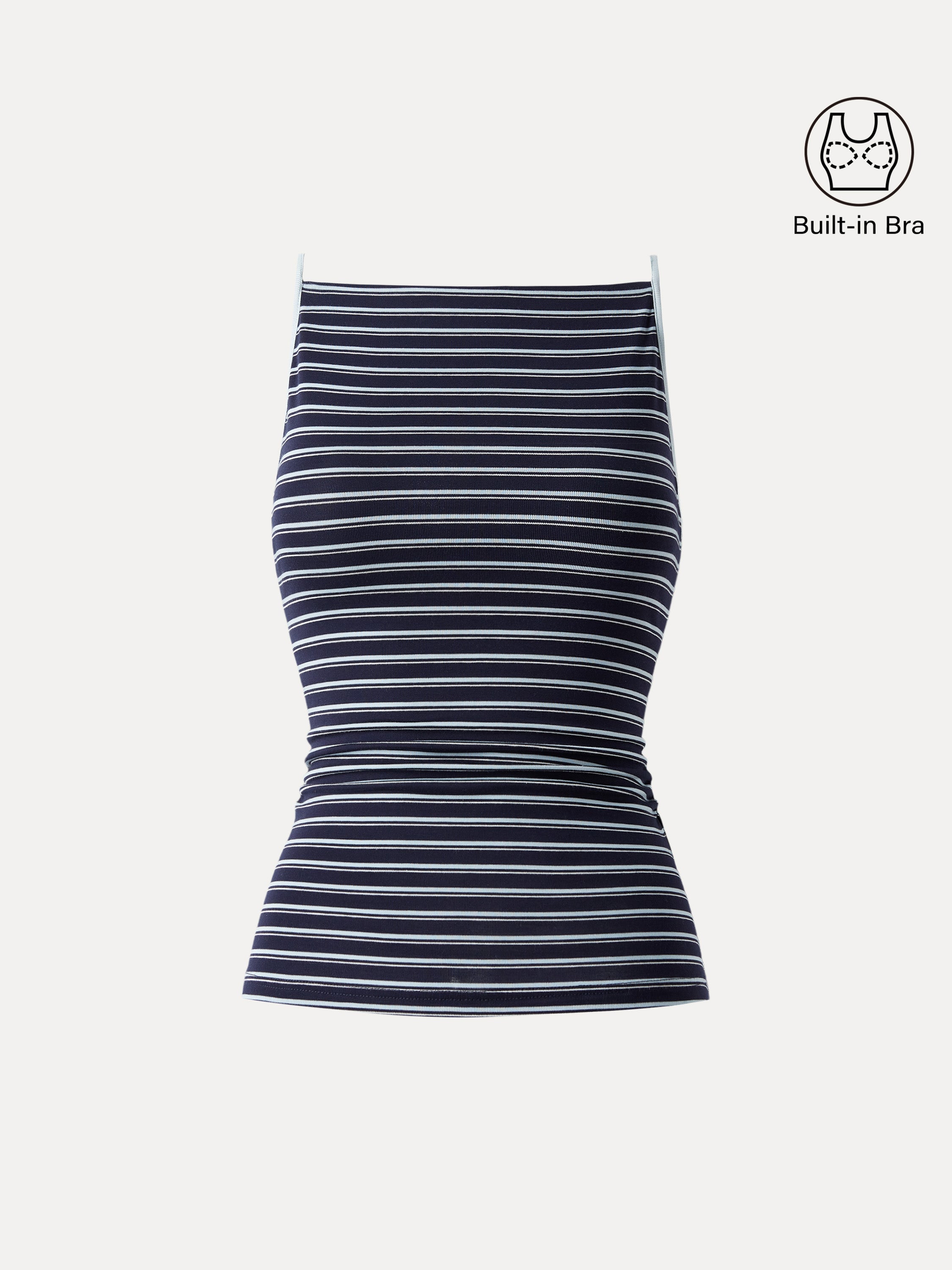 Striped Side Ruched Spaghetti New Airy Bra Tank