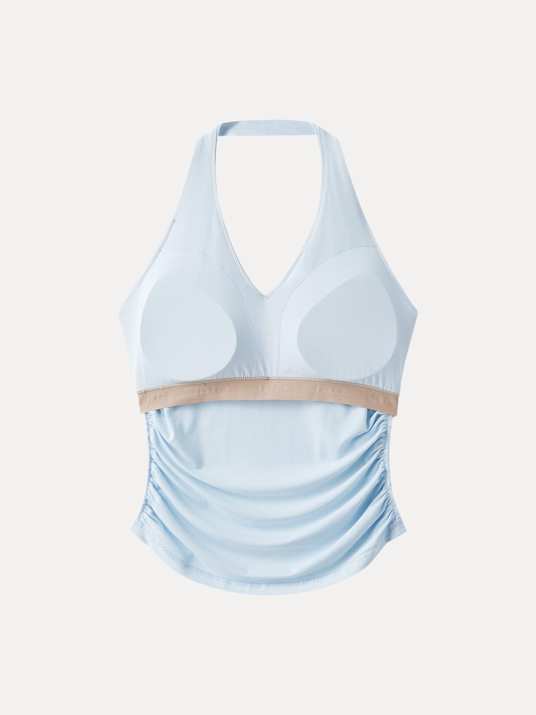 Halter Neck Side Gathered New Airy Bra Tank
