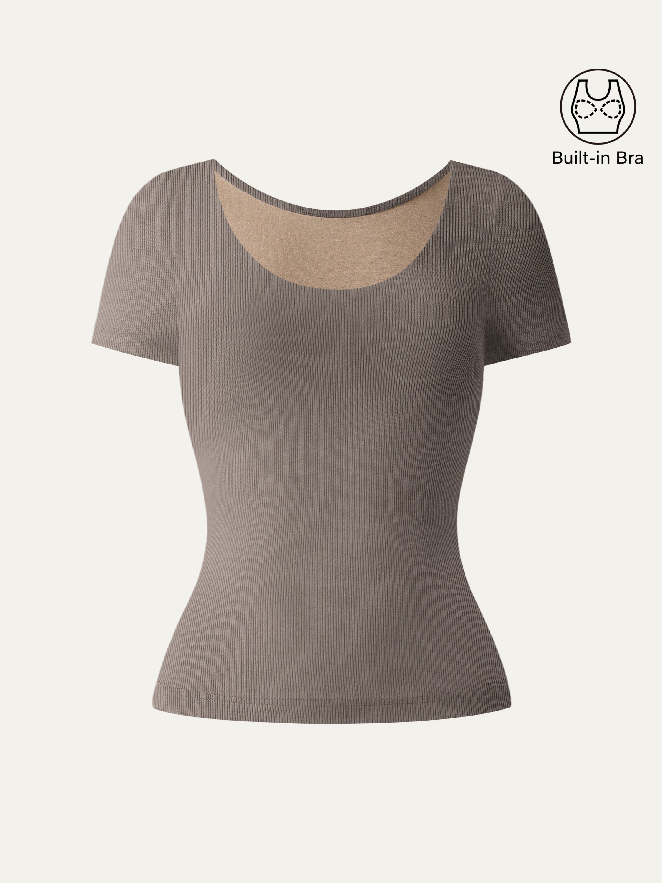 Scoop Neck Short Sleeve Cotton New Airy Bra Top