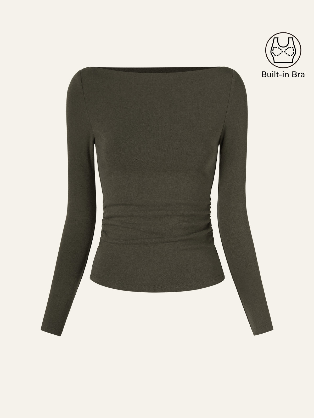 Modern Side Ruched Boatneck Bra Top