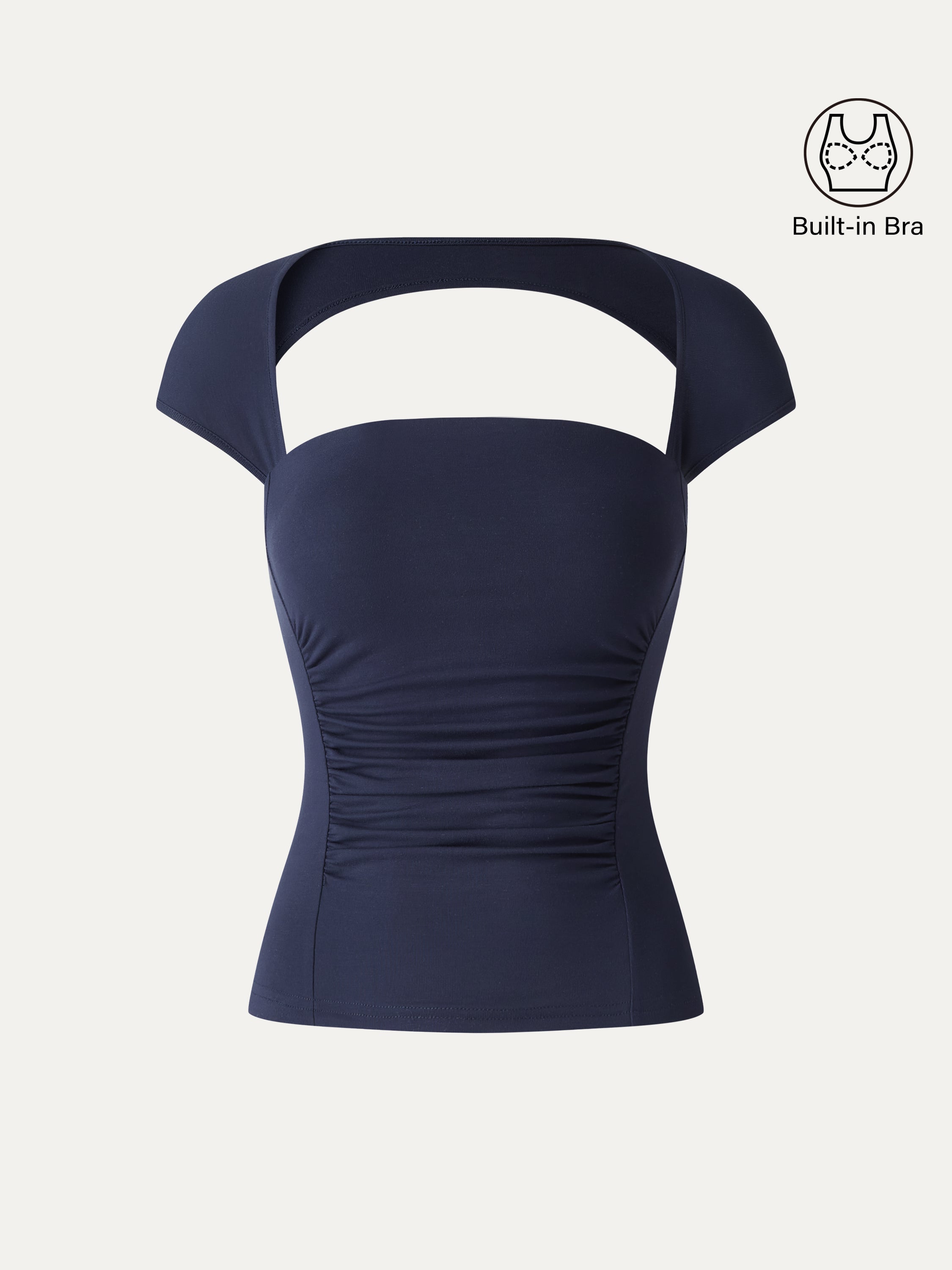 SkinKiss Square Neck Cutout Back Ruched Bra Top