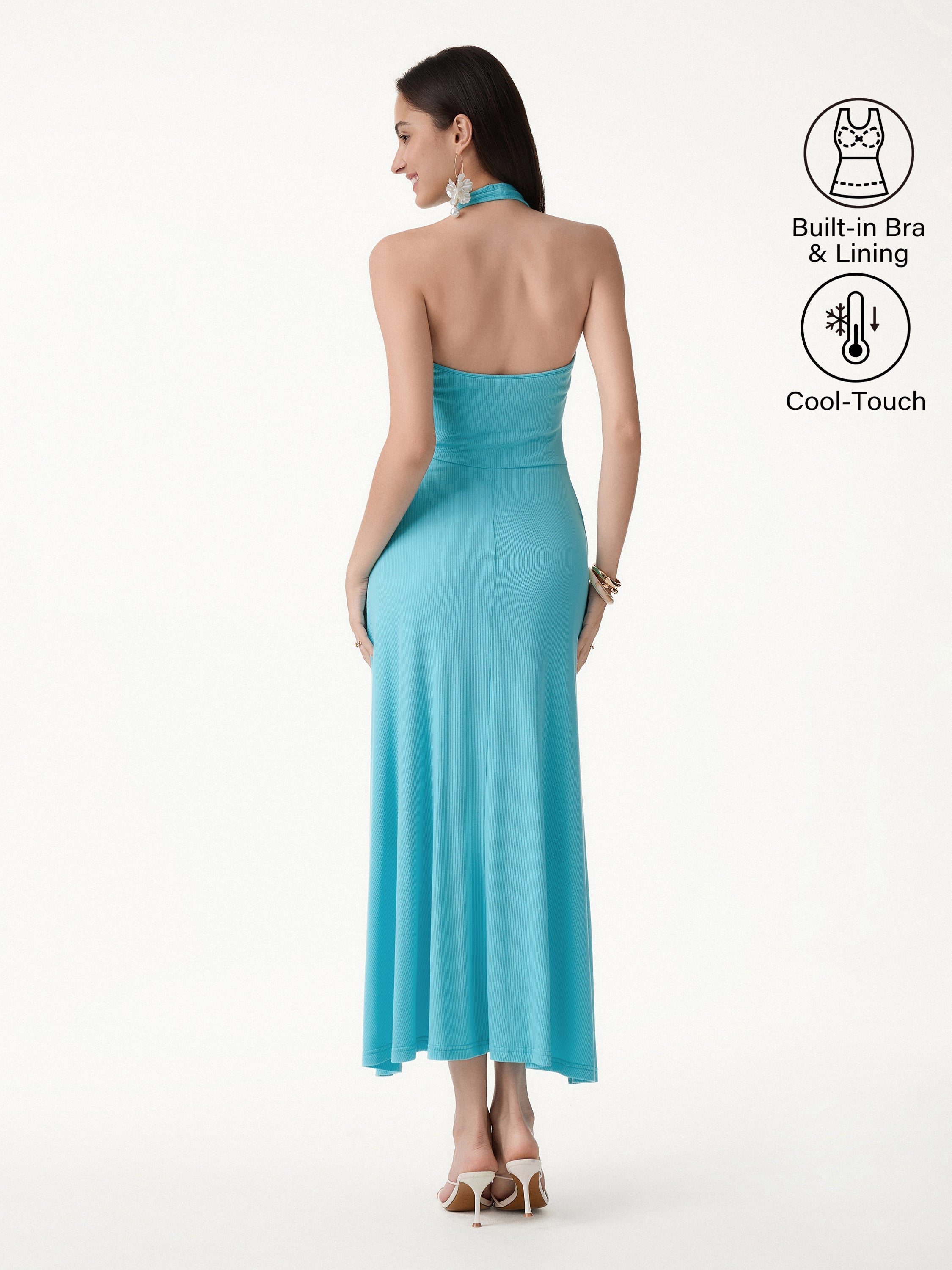 CoolTouch Halter A-Line Midi Bra Dress