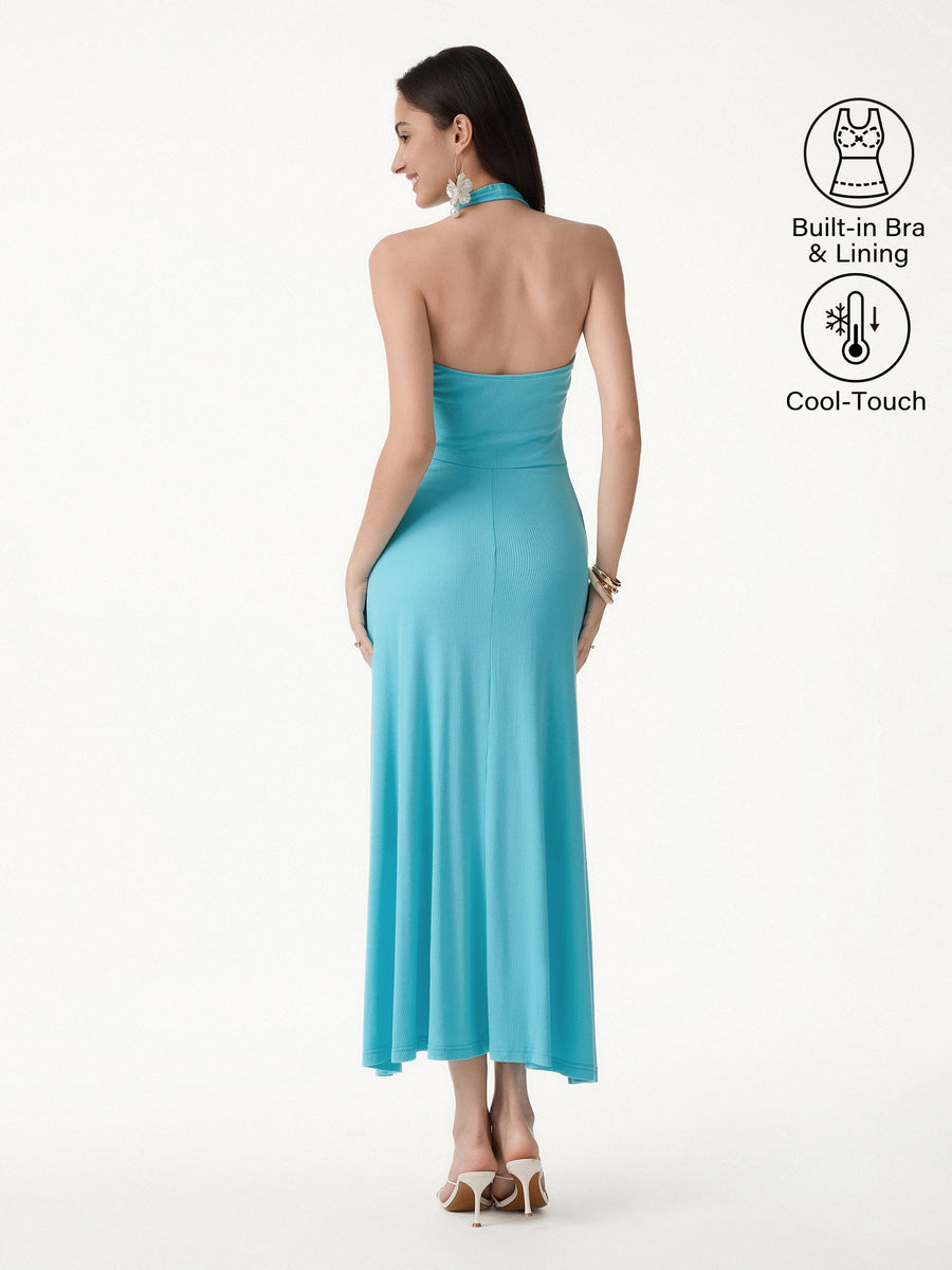 CoolTouch Halter A-Line Midi Bra Dress