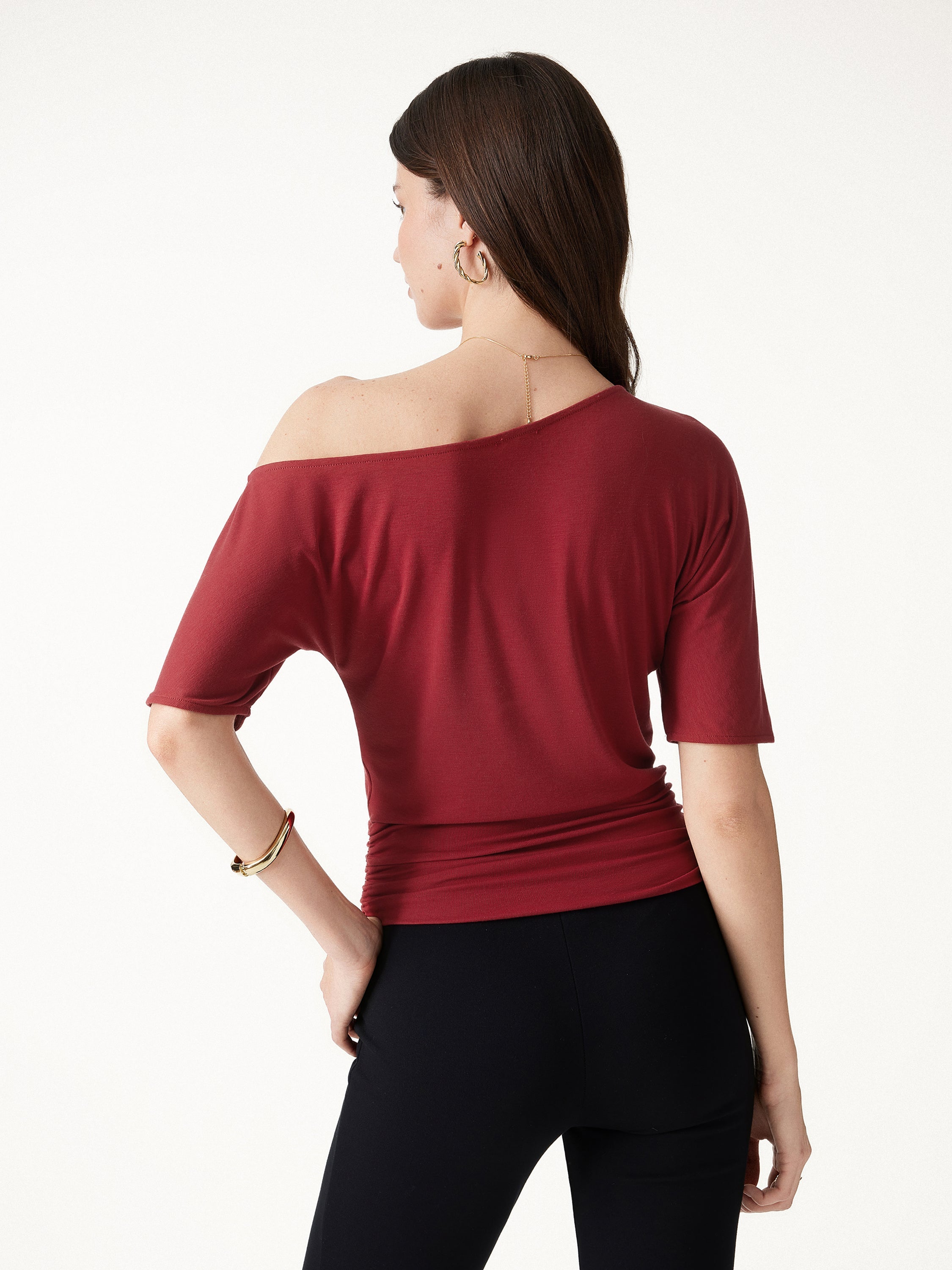 CoolTouch Relaxed Short Sleeve Ruched Top