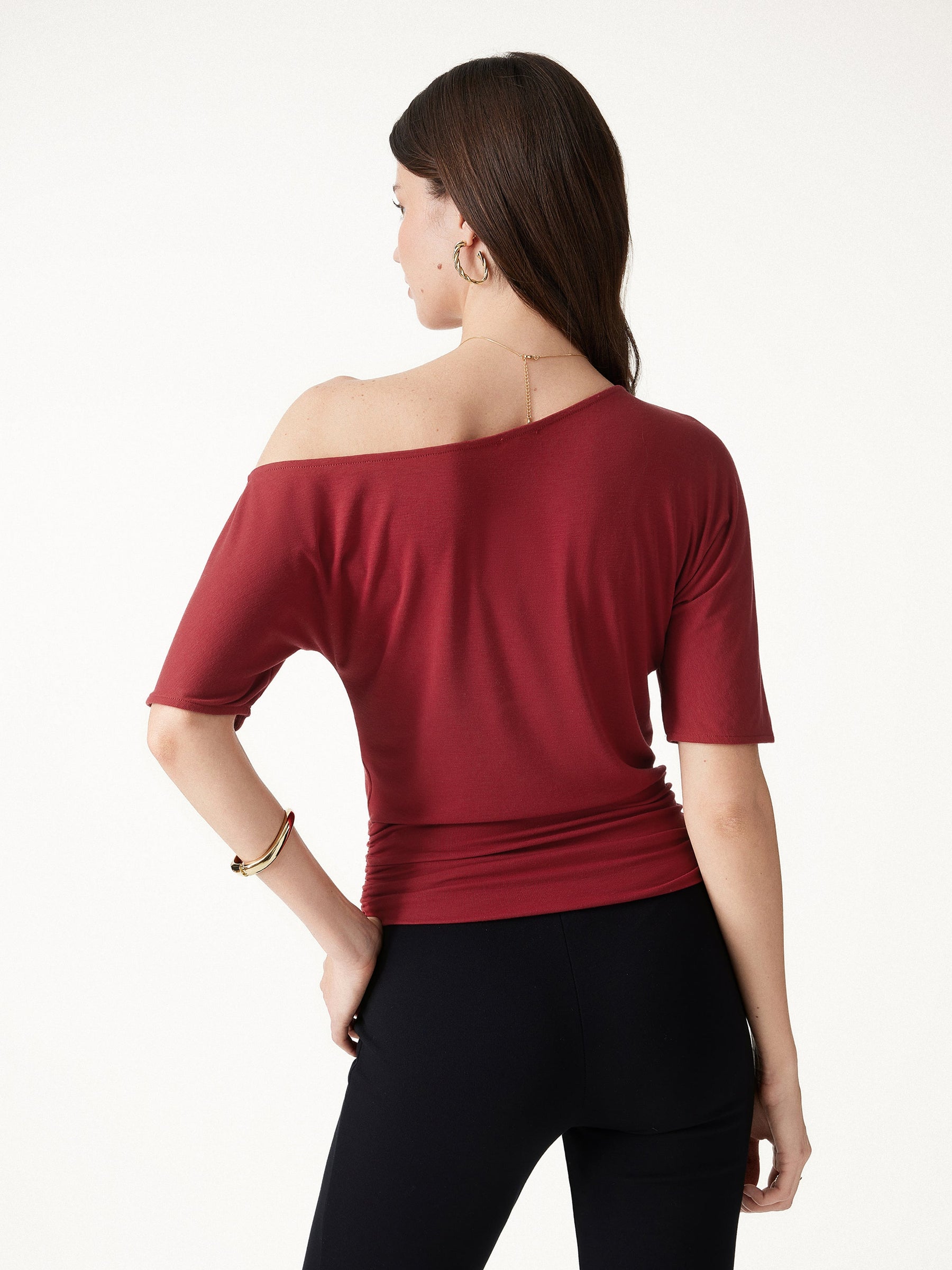 Relaxed Short Sleeve Ruched Top