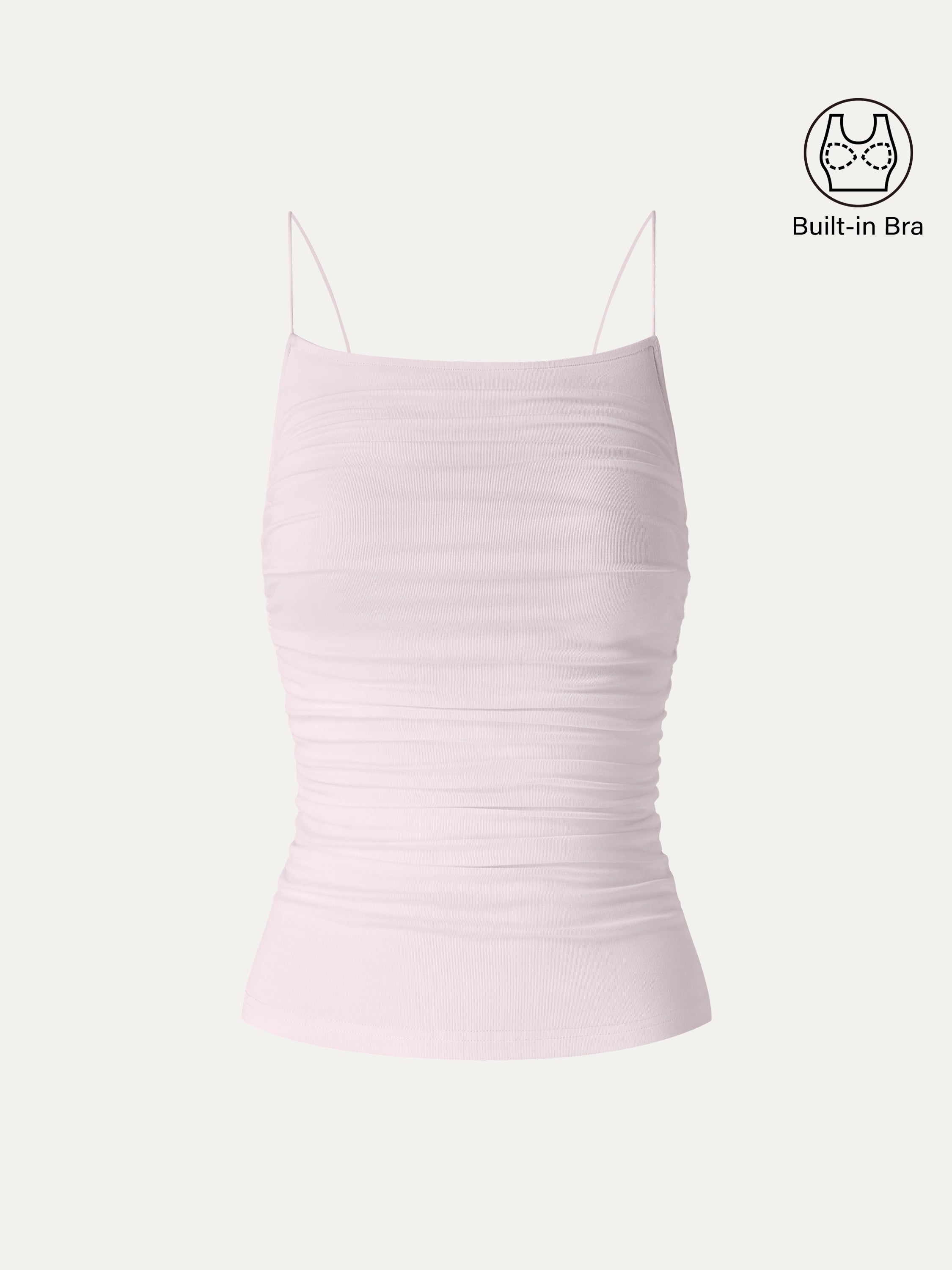 Square Neck Ruched Spaghetti Bra Top