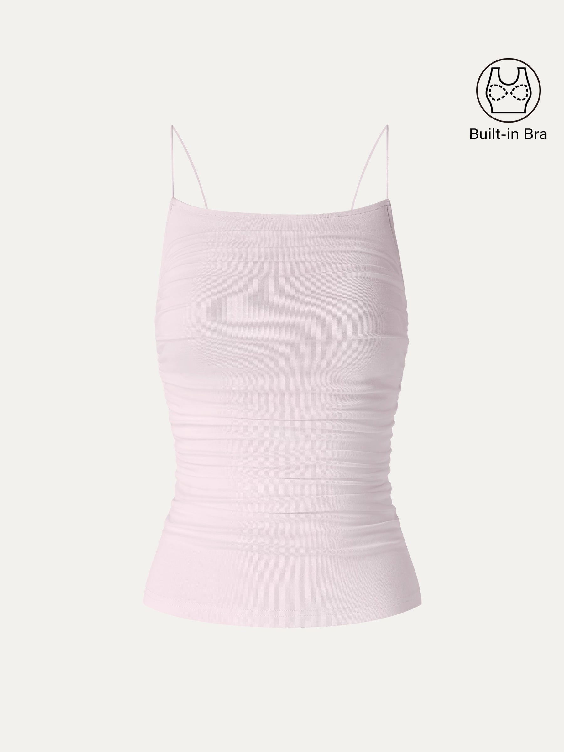 Square Neck Ruched Spaghetti Bra Top
