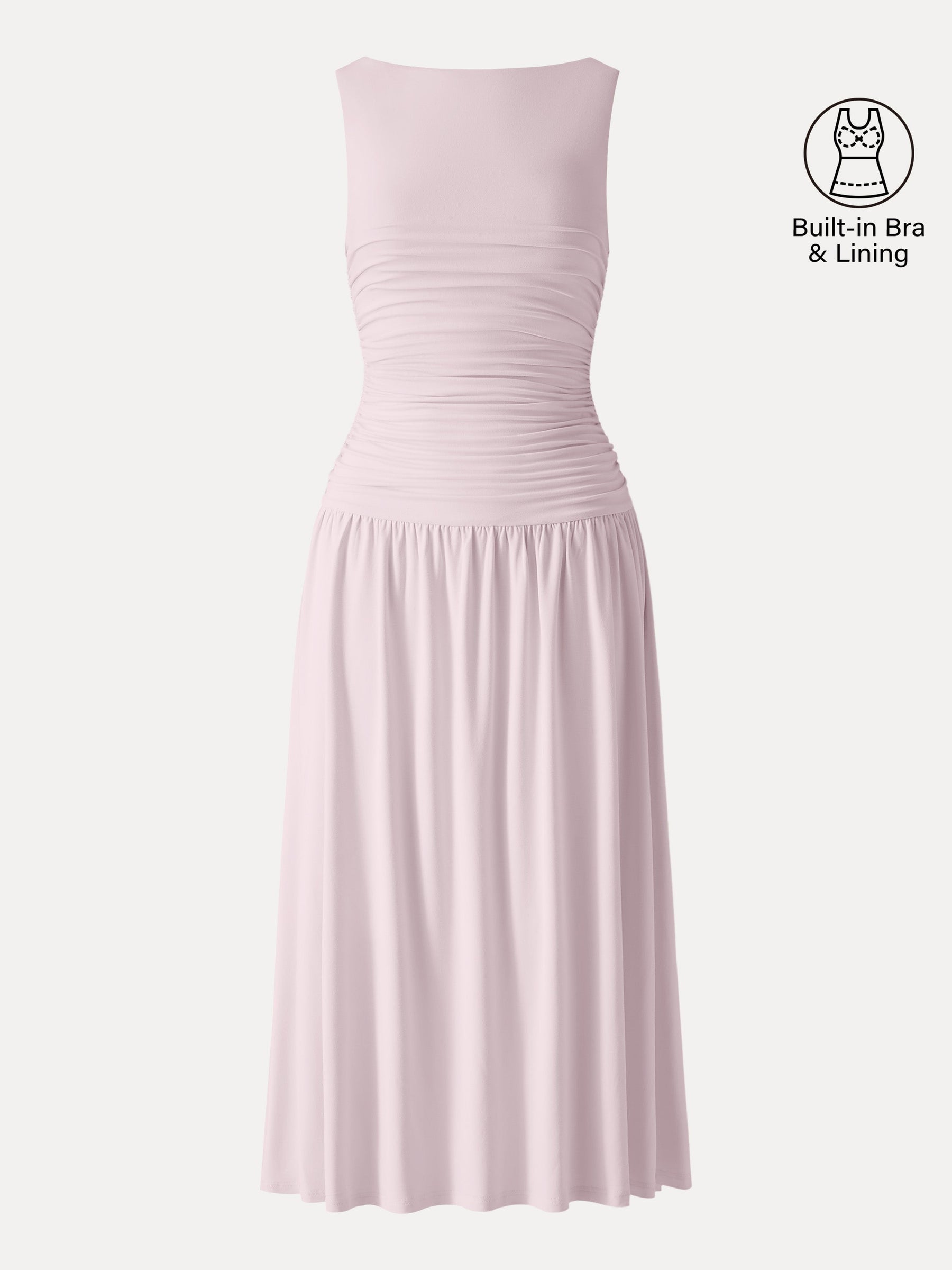 SkinKiss Cooling Boatneck Ruched Midi Bra Dress