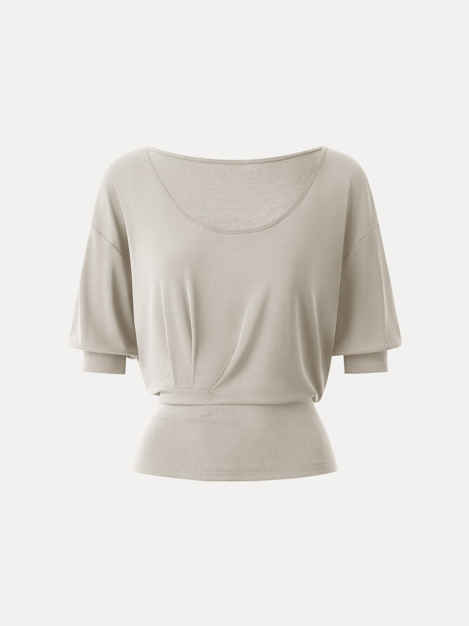 Scoop Neck Short Sleeve Tucked Tee
