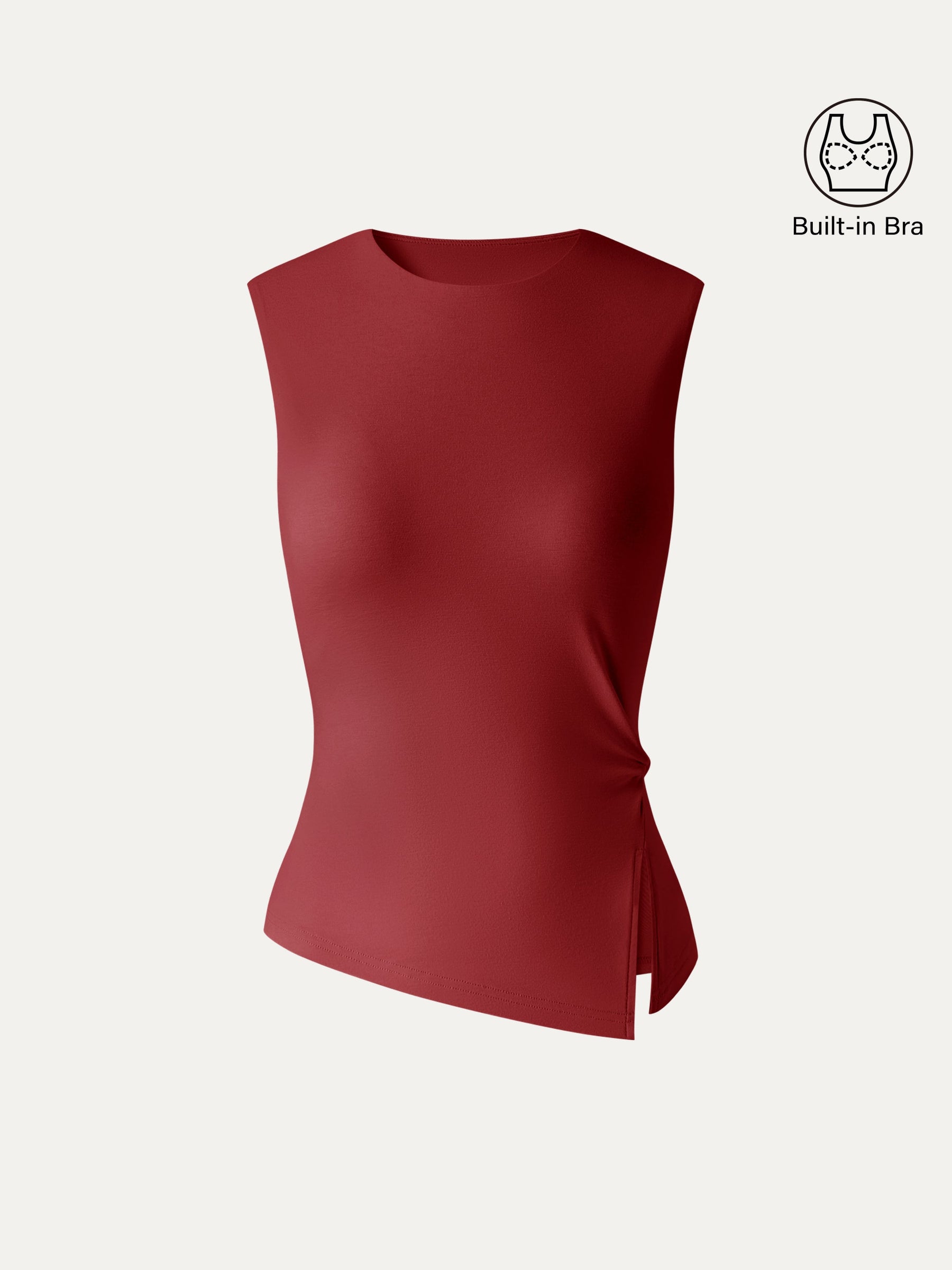 CoolTouch Round Neck Twisted Bra Tank with Slit
