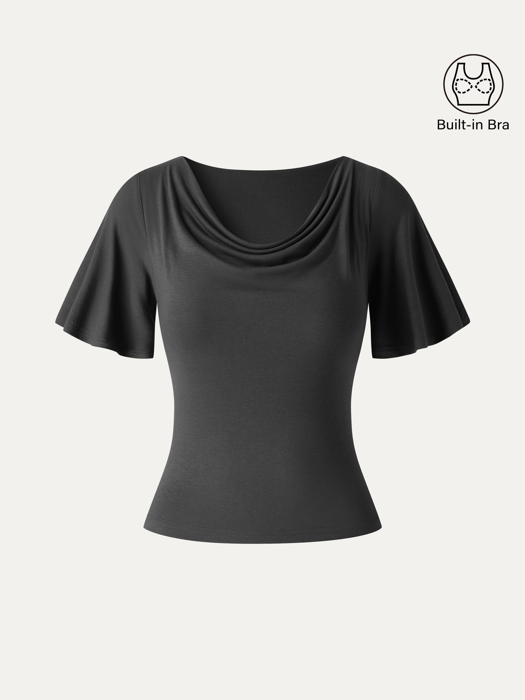 CoolTouch Cowl Neck Flutter Sleeve Bra Top